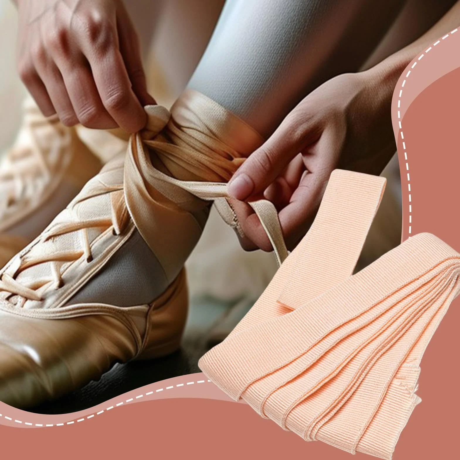 Cinta Elástica para Zapatos de Ballet 2 cm Accesorio de Danza