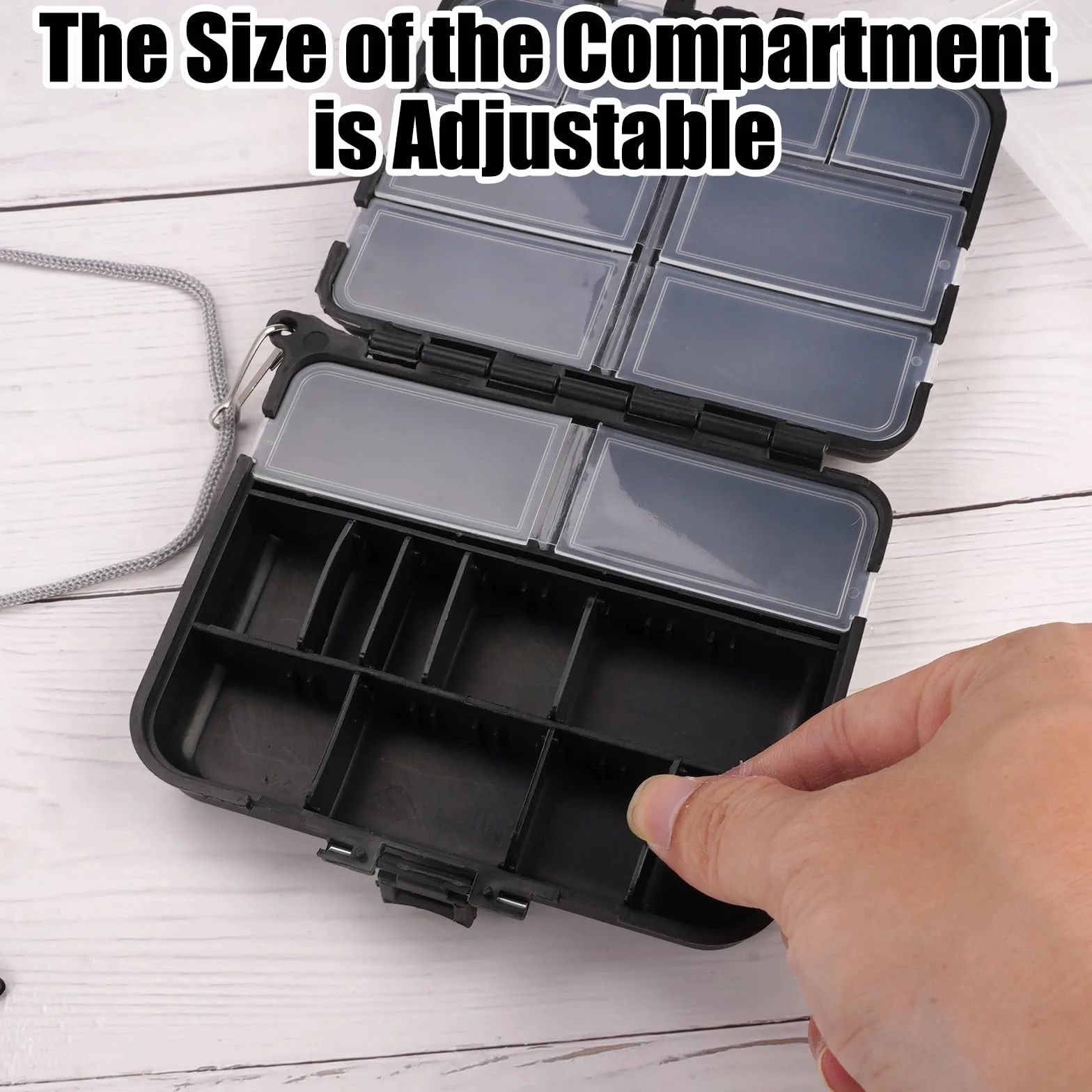 Caja de Aparejos de Plástico de Doble, 9 y 12 Compartimentos, Portátil Almacenamiento para Señuelos con Compartimentos Ajustables