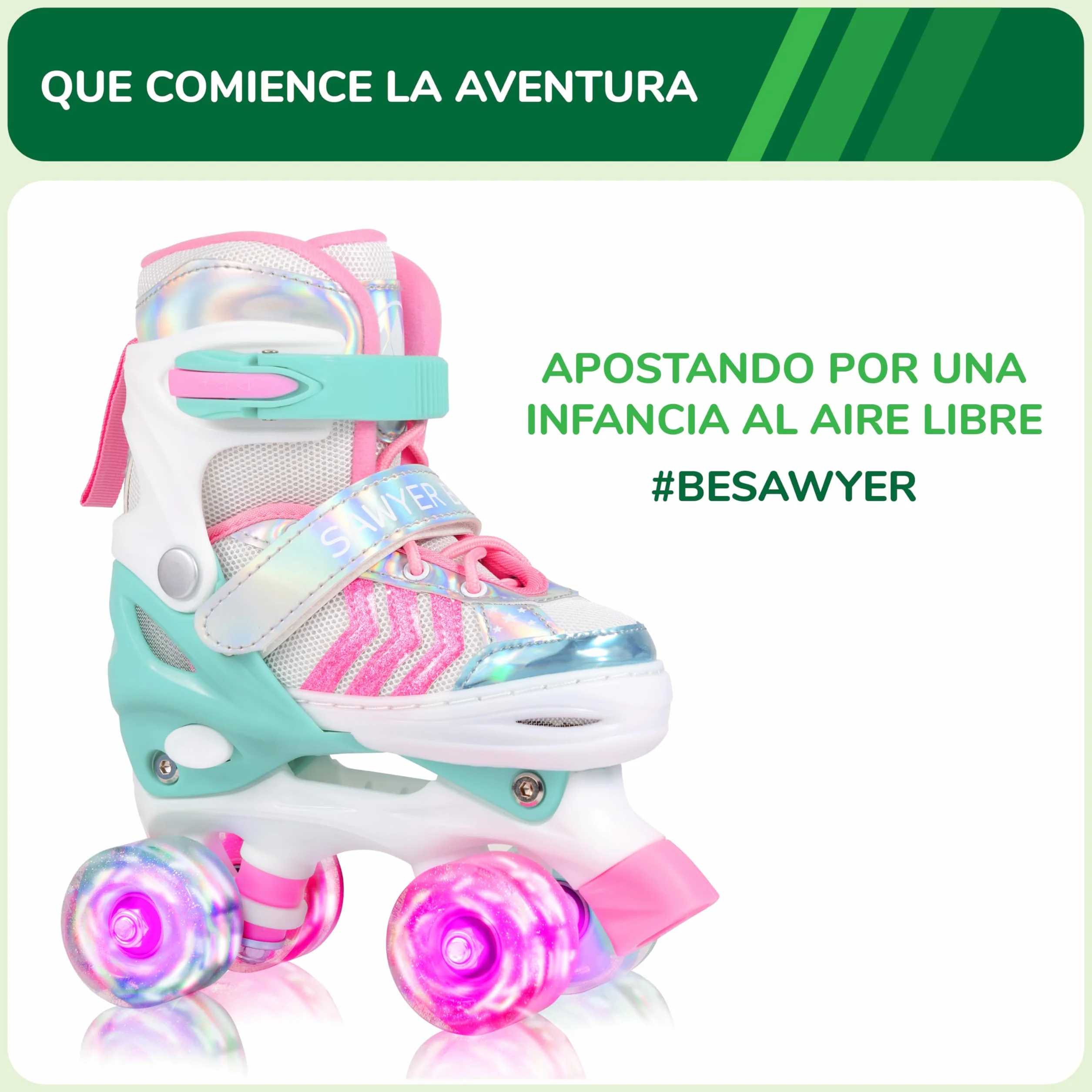 Patines Ajustables 4 Ruedas LED Tallas 23-38