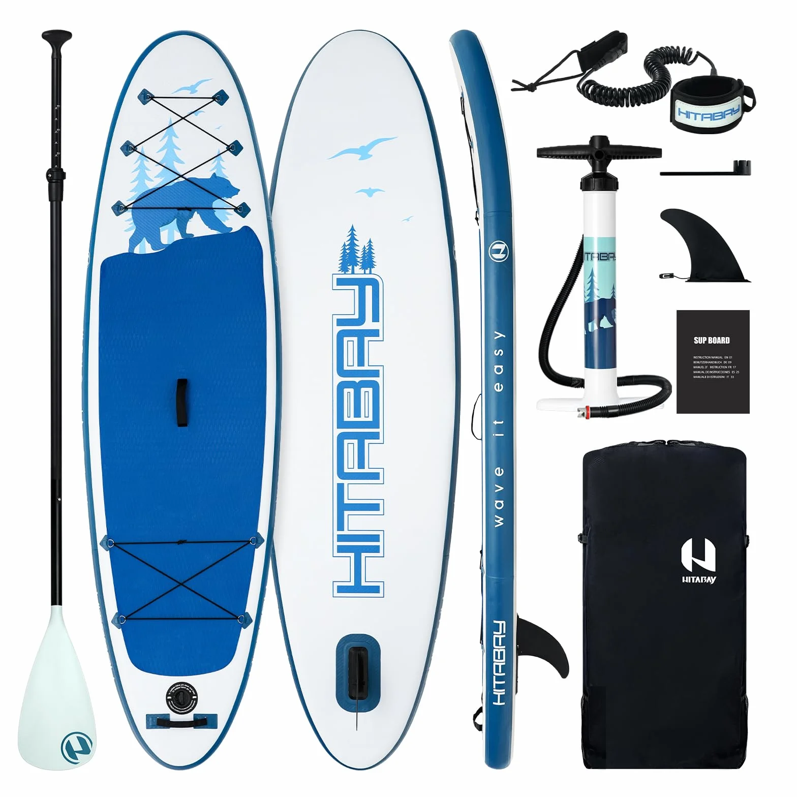 Tabla de Surf de Remo Inflable 228 x 76 x 10 cm para Jóvenes y Niños con Accesorios