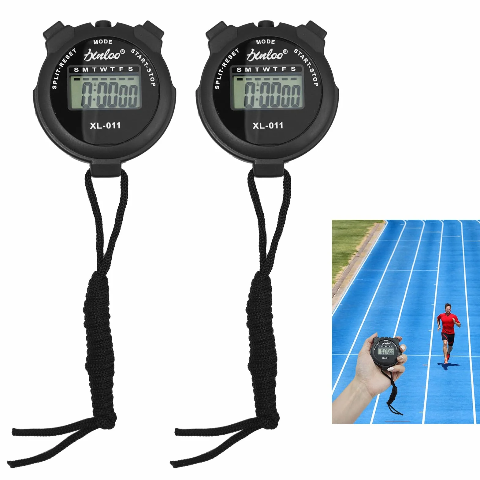 Cronómetros Multifunción Deportivo Reloj Temporizador Portátil Negro