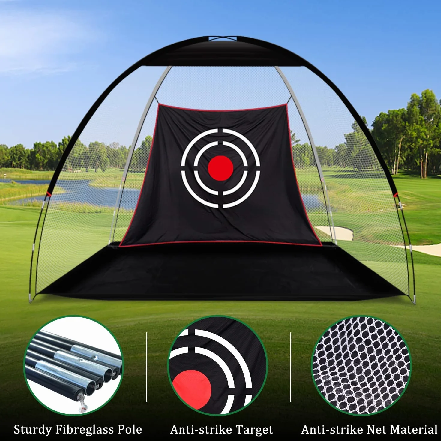 Red de práctica de golf resistente para conducción en patio trasero e interiores