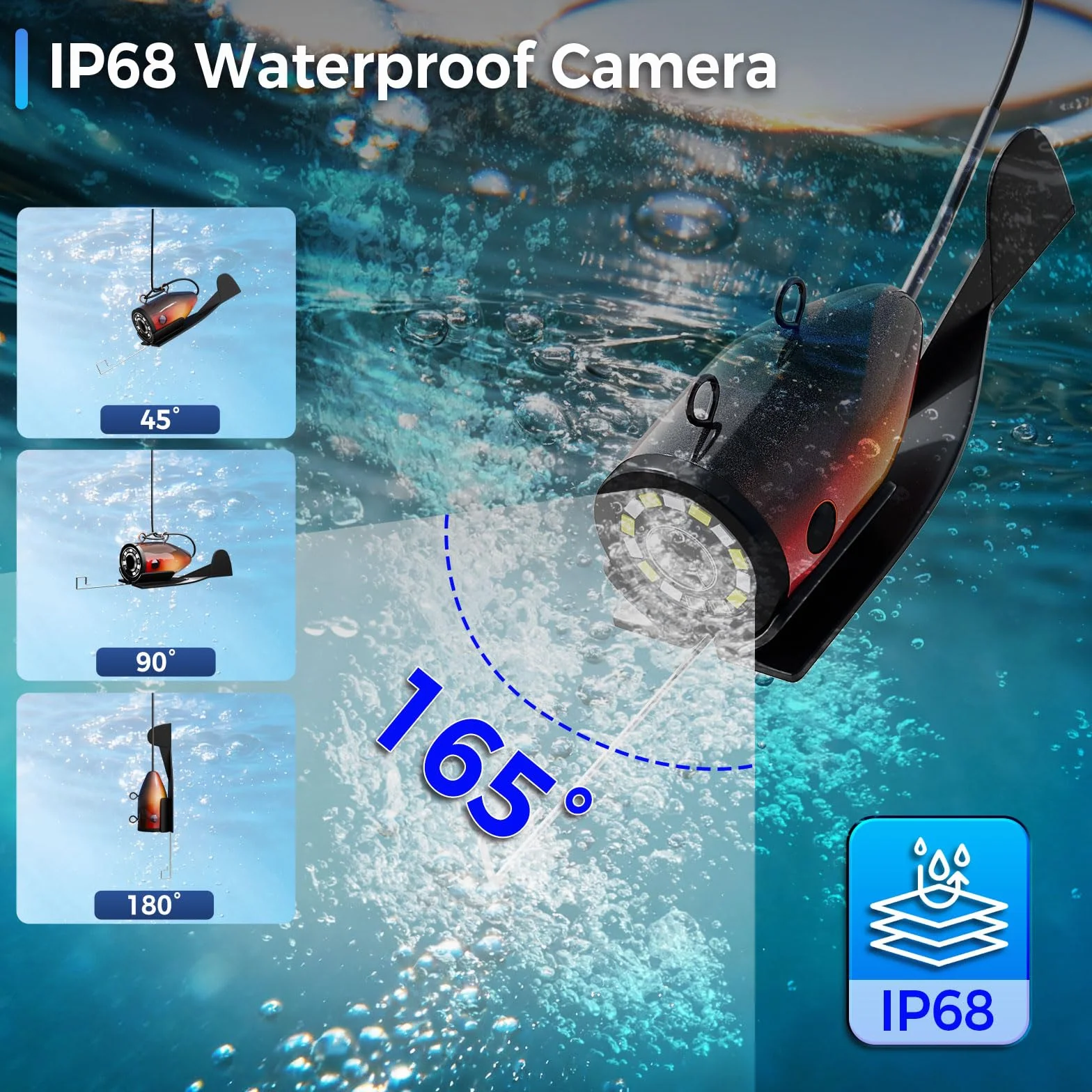 Cámara de Pesca Submarina 7" IPS con Visera, HD 1200TVL Gran Angular, IP68, Fish Finder para Hielo Mar Lago