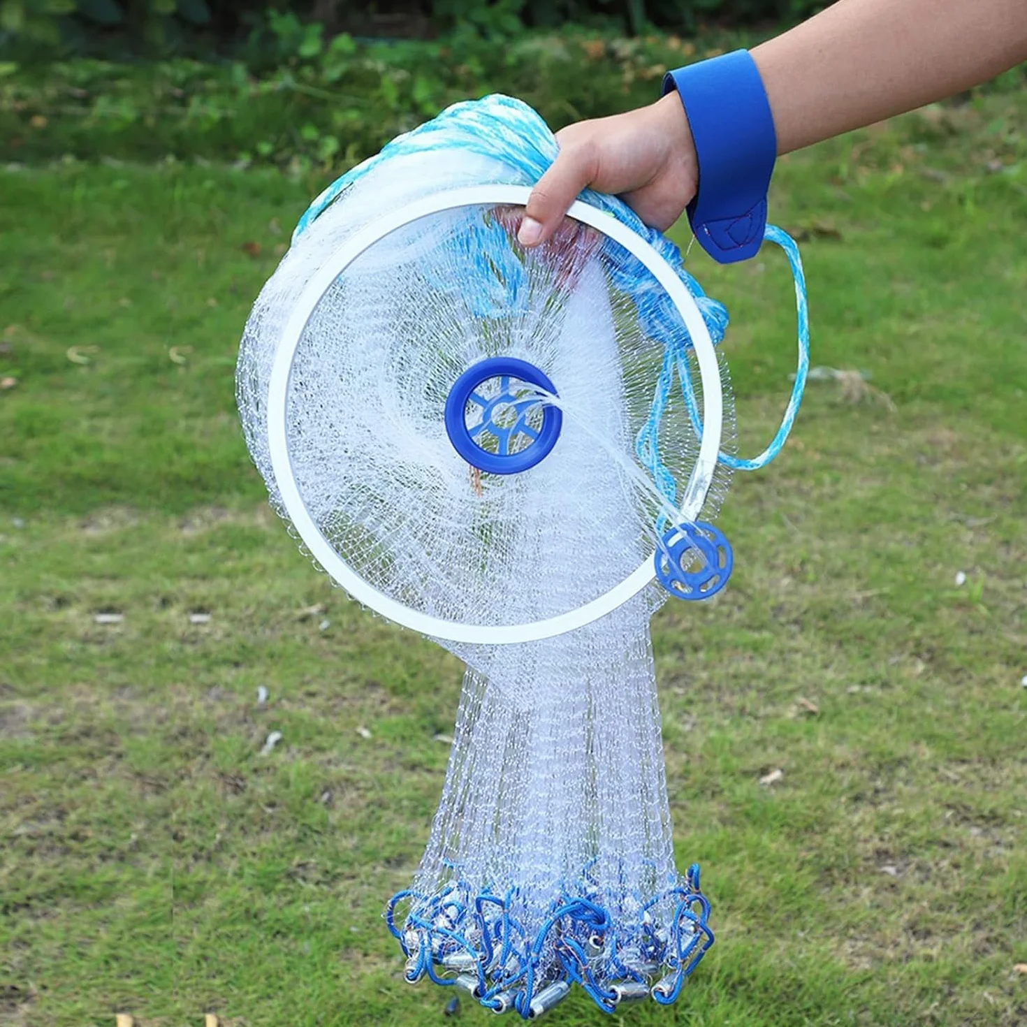 Red de Pesca de Mano de Nylon Monofilamento, Trampa Portátil para Exteriores con Señuelo (2,4 m)