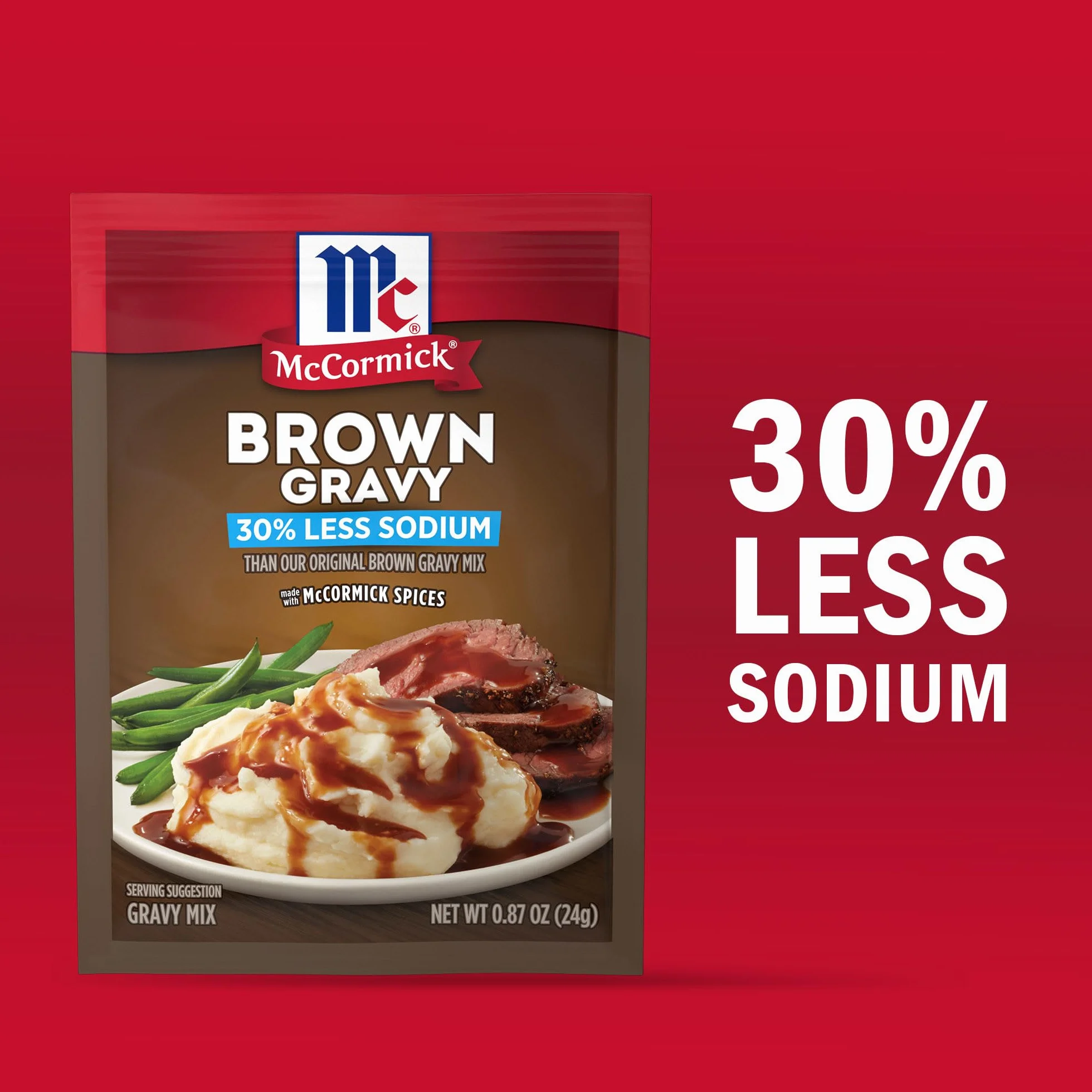 McCormick 30% menos de sodio marrón mezcla de salsa 24 g bolsa