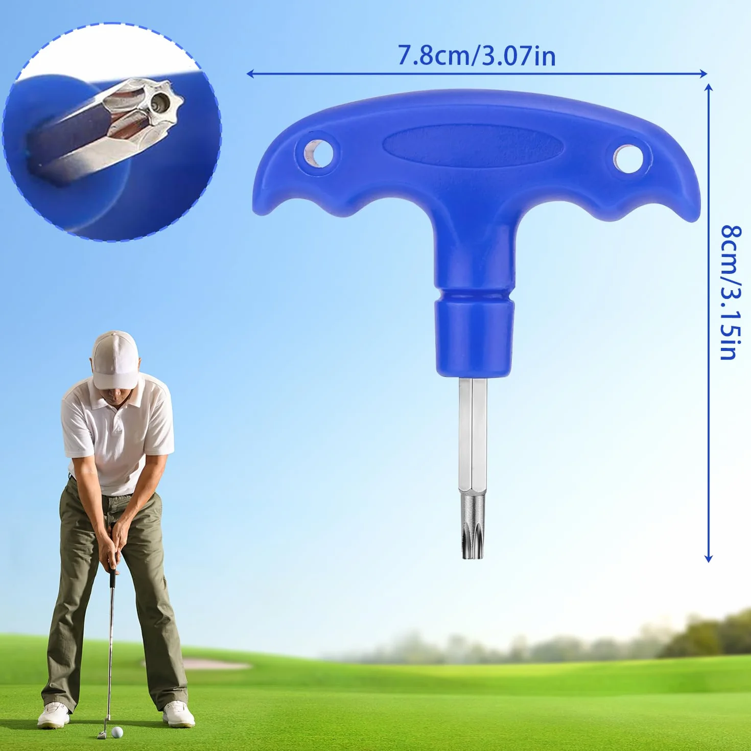 Llave de Golf Ajustable, Herramienta de Golf de Acero Inoxidable con Mango de Plástico