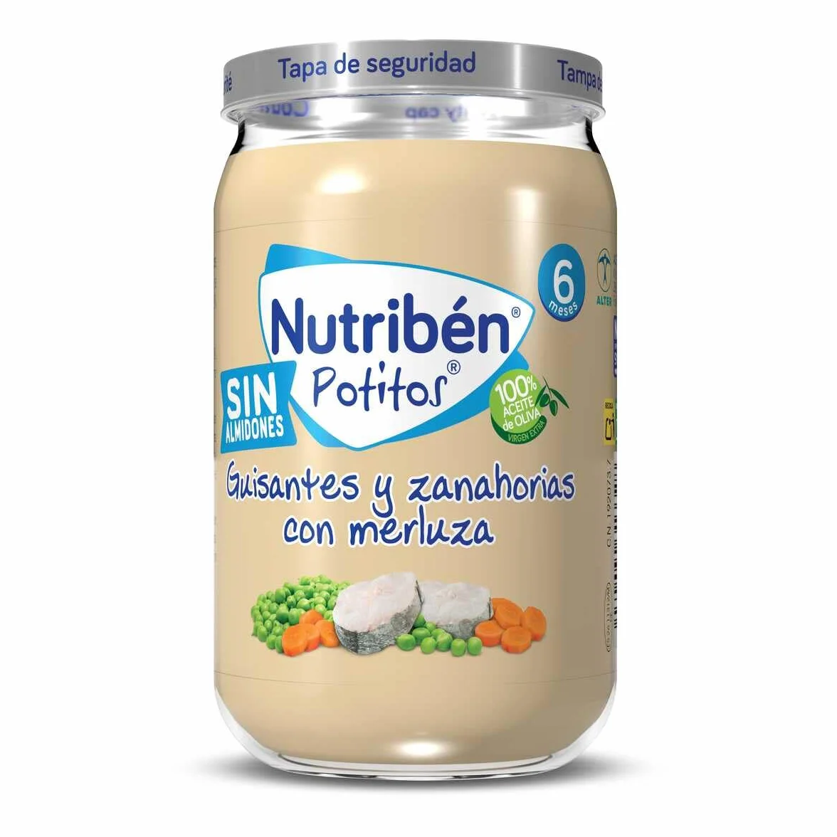 Nutribén Pack 24 Potitos variados Arroz con Pollo Menestra Verdura con Pollo y Ternera Guisantes zanahorias merluza Frutas Variadas 6 Meses 24x235gr