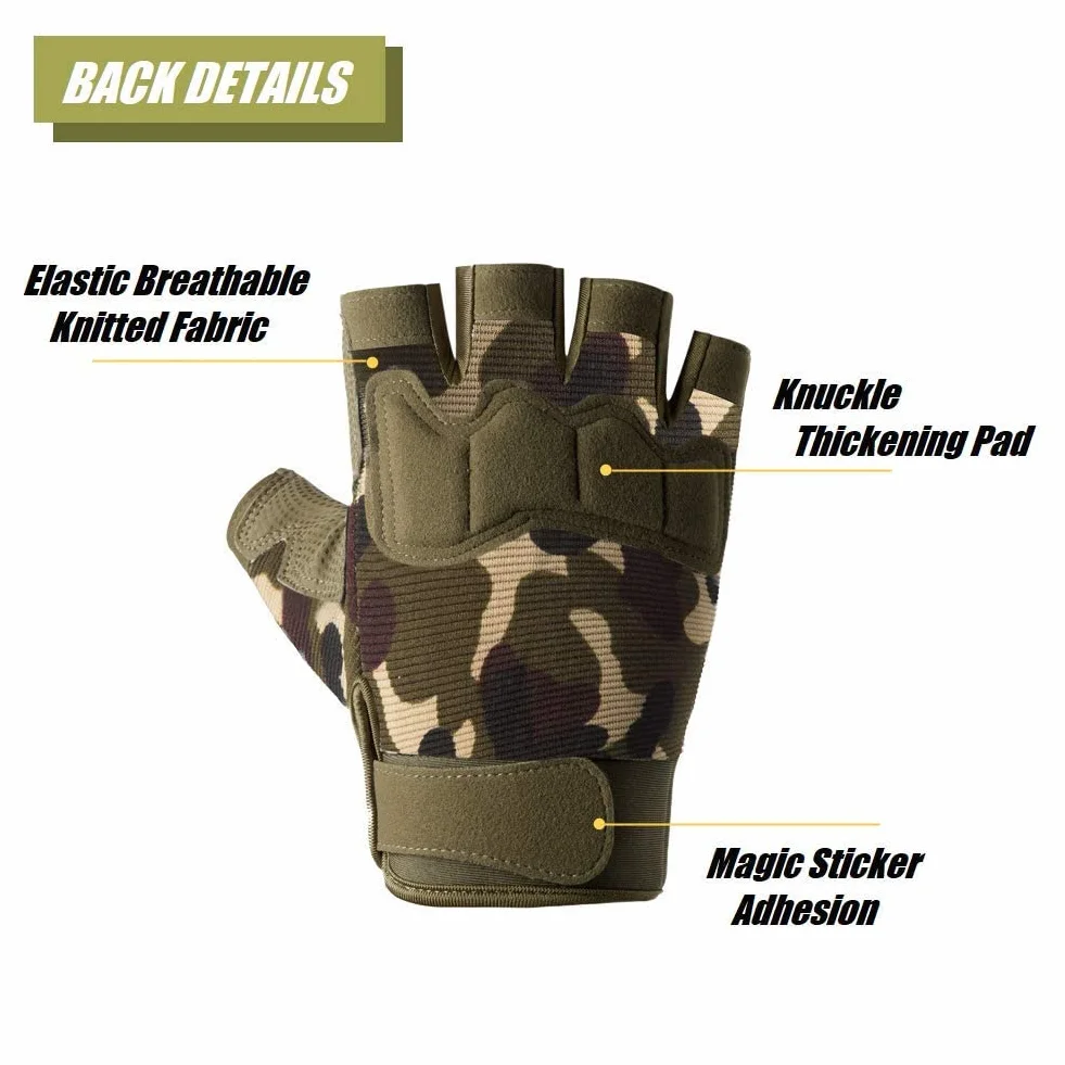 Guantes sin dedos para exteriores ligeros transpirables protectores escalada motocicleta camping