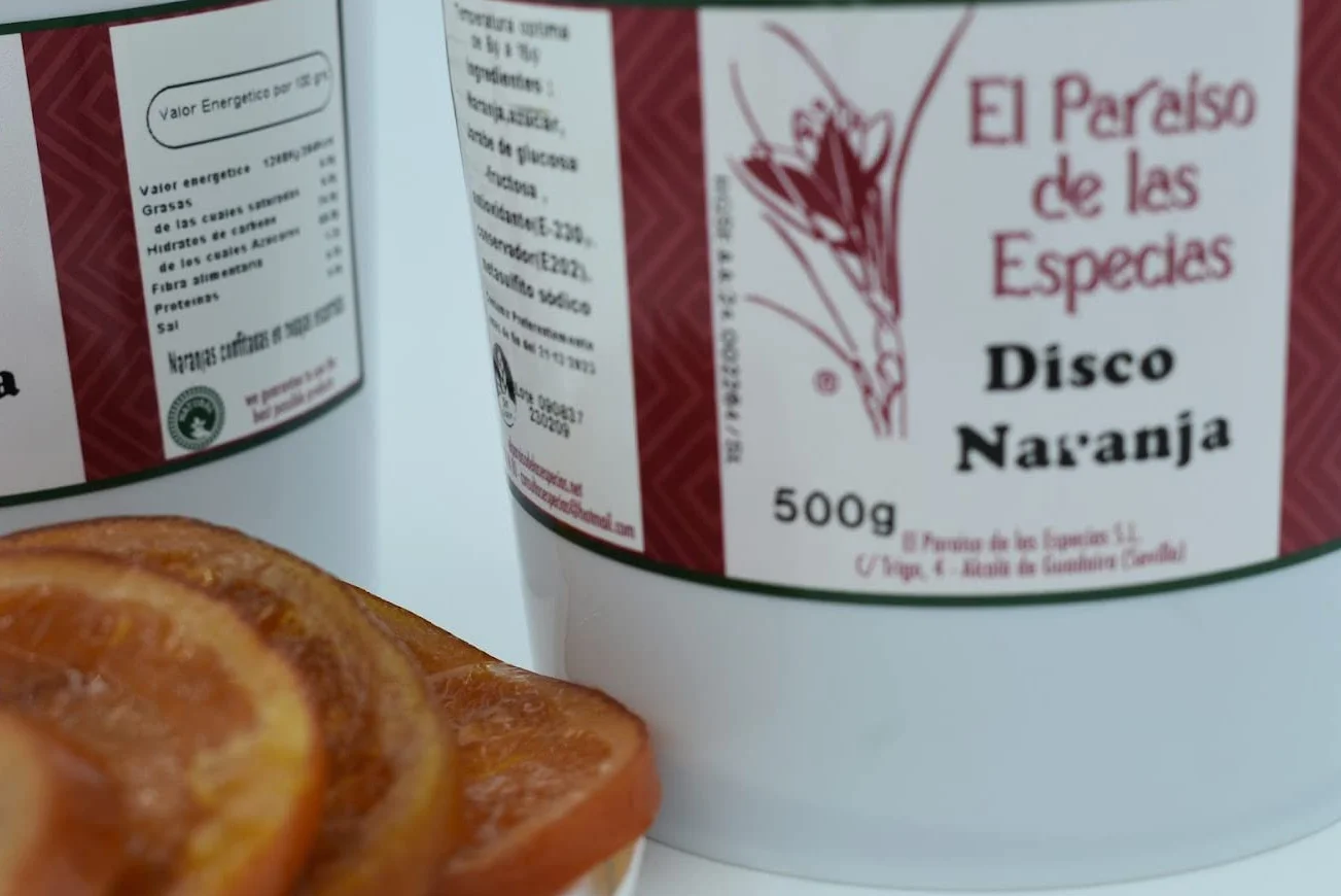 Fruta Escarchada Roscón Naranja Discos 500g - Fruta Confitada Cubo