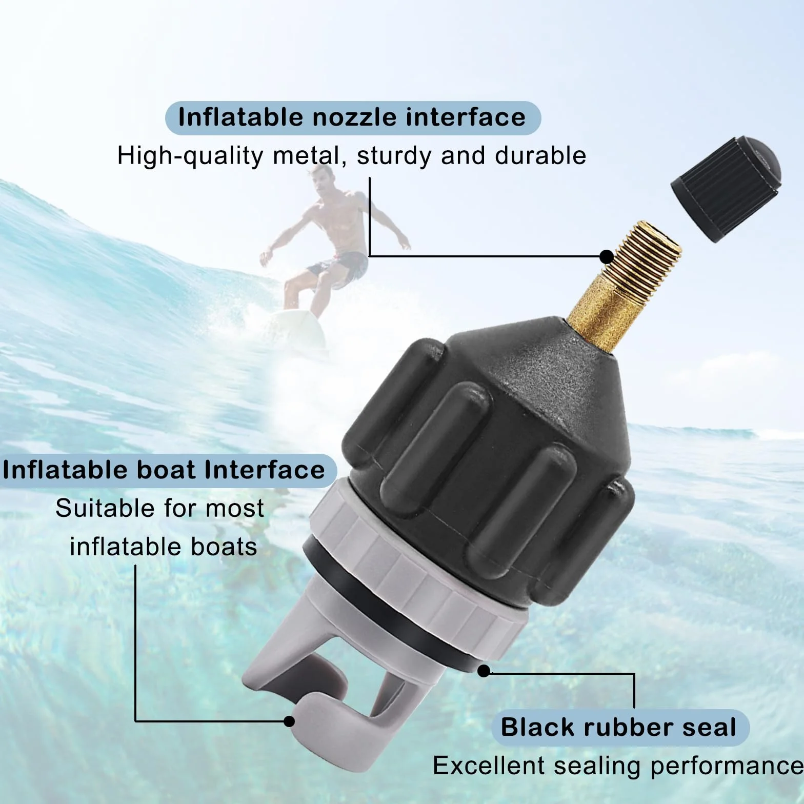Adaptador Paddle Surf Inflador 2 Piezas para Bomba SUP Tabla Kayak Colchón Aire