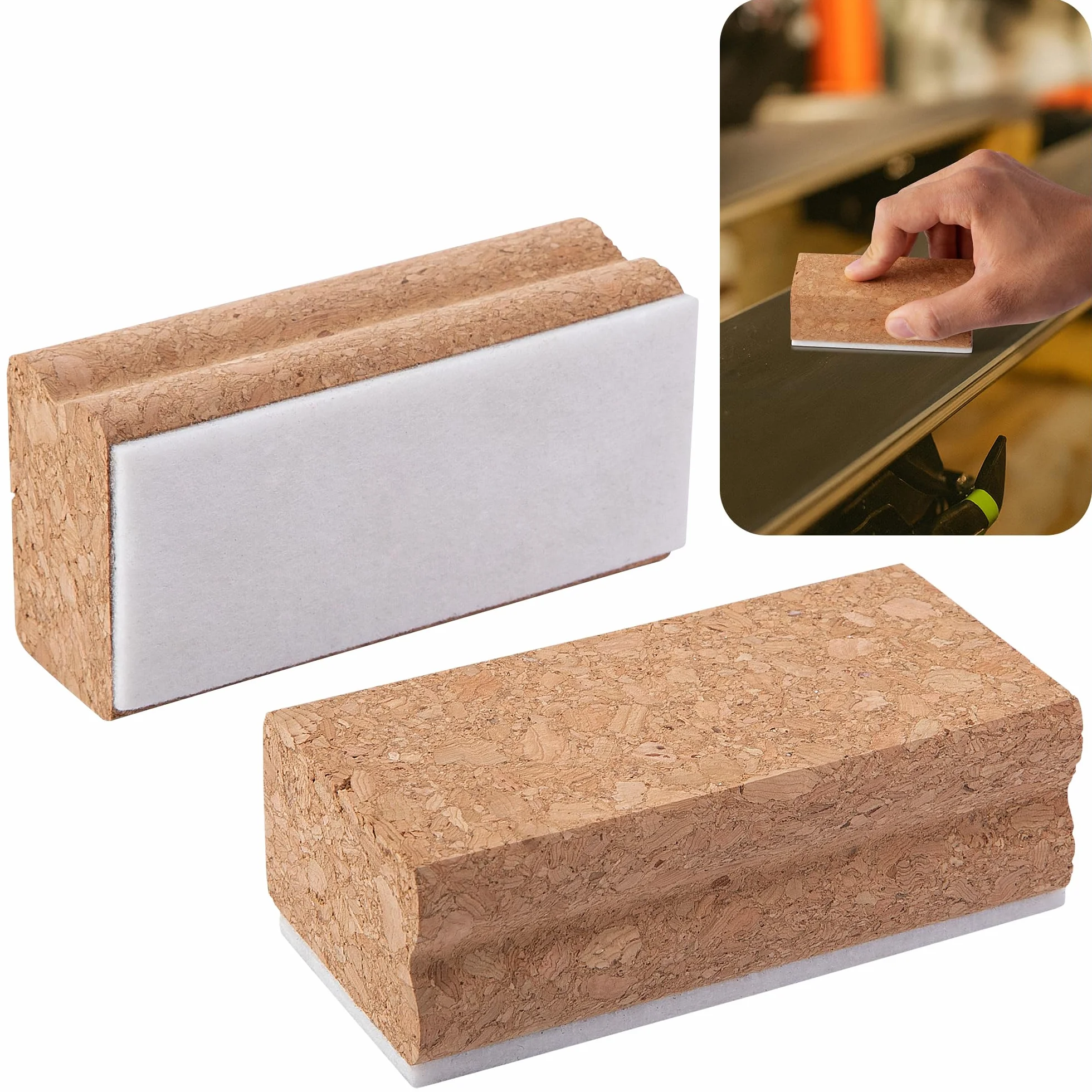 GIONAR Corchos pulidores para snowboard 2 unidades corcho natural con fieltro