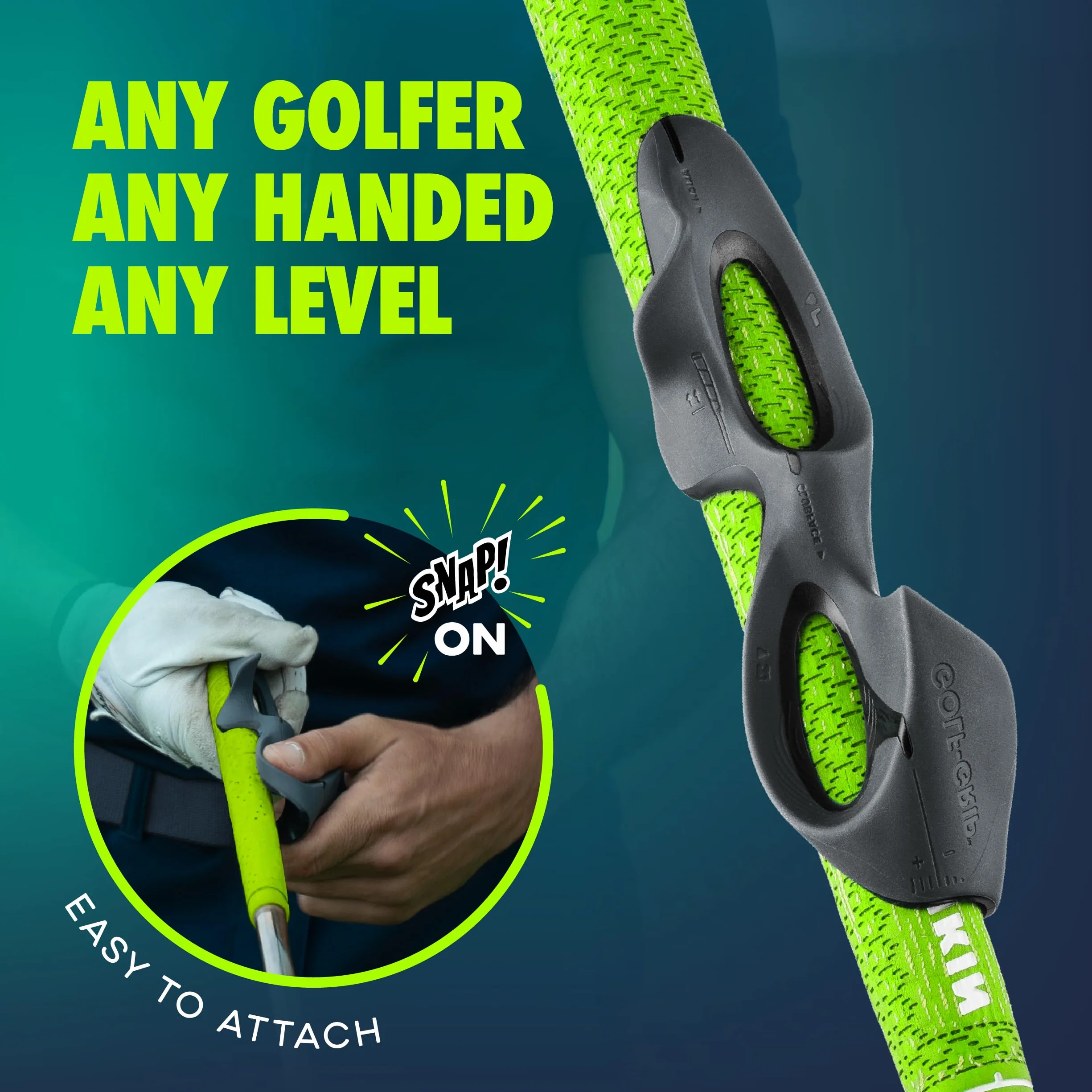 GOLF-GRIP Golf Grip Trainer for Left & Right-Handed Golfers – Snap-On Rubber Training Aid for Proper Hand Position & Swing Technique
