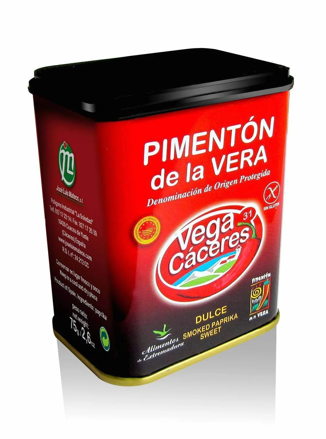 PIMENTON AHUMADO DE LA VERA CON DENOMINACIÓN DE ORIGEN PROTEGIDA. 3 LATAS DE 75 G DULCE Y UNA LATA DE 75 G PICANTE