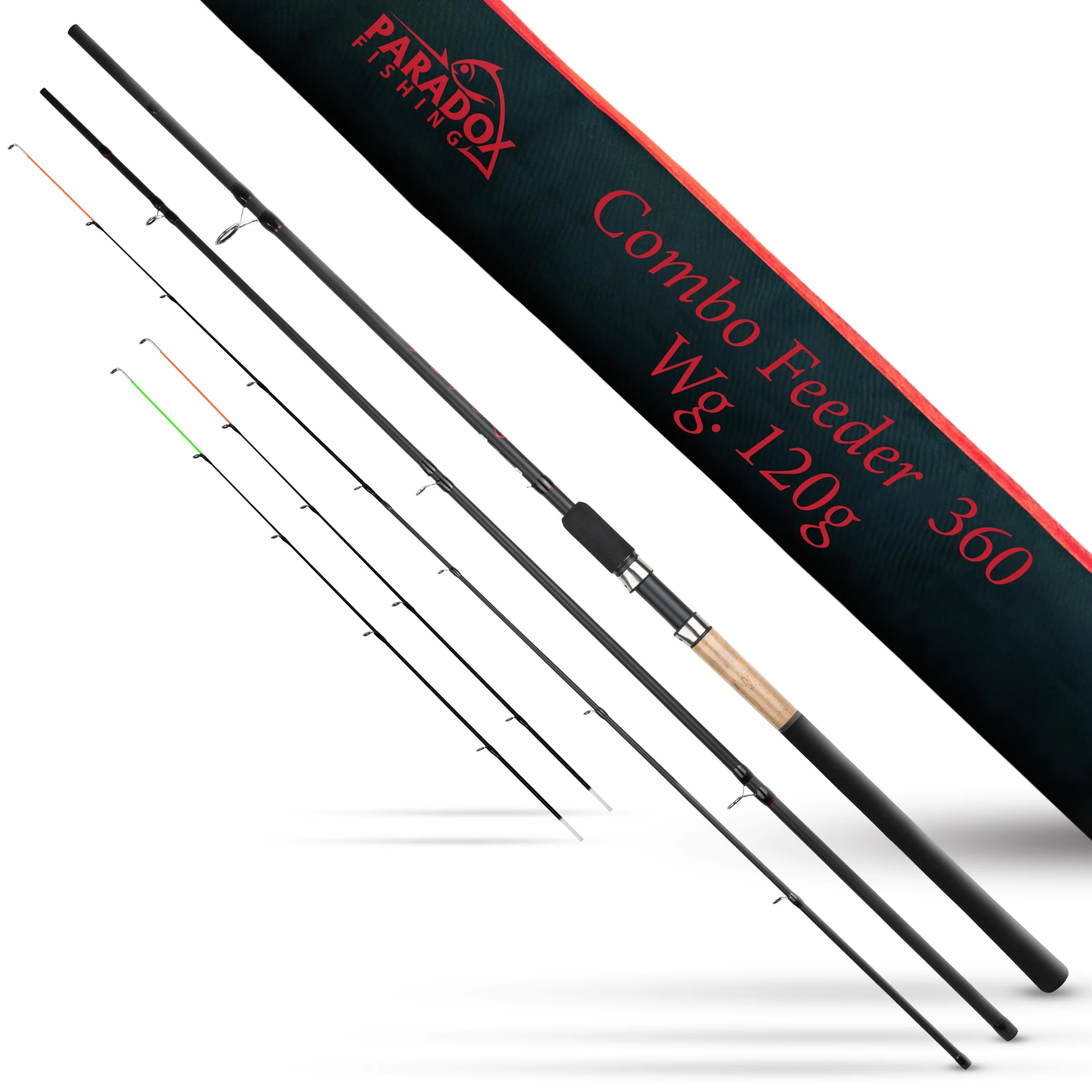 Paradox Fishing Caña de pescar 3,3 m 90 g 3,6 m 120 g con cesta de alimentación