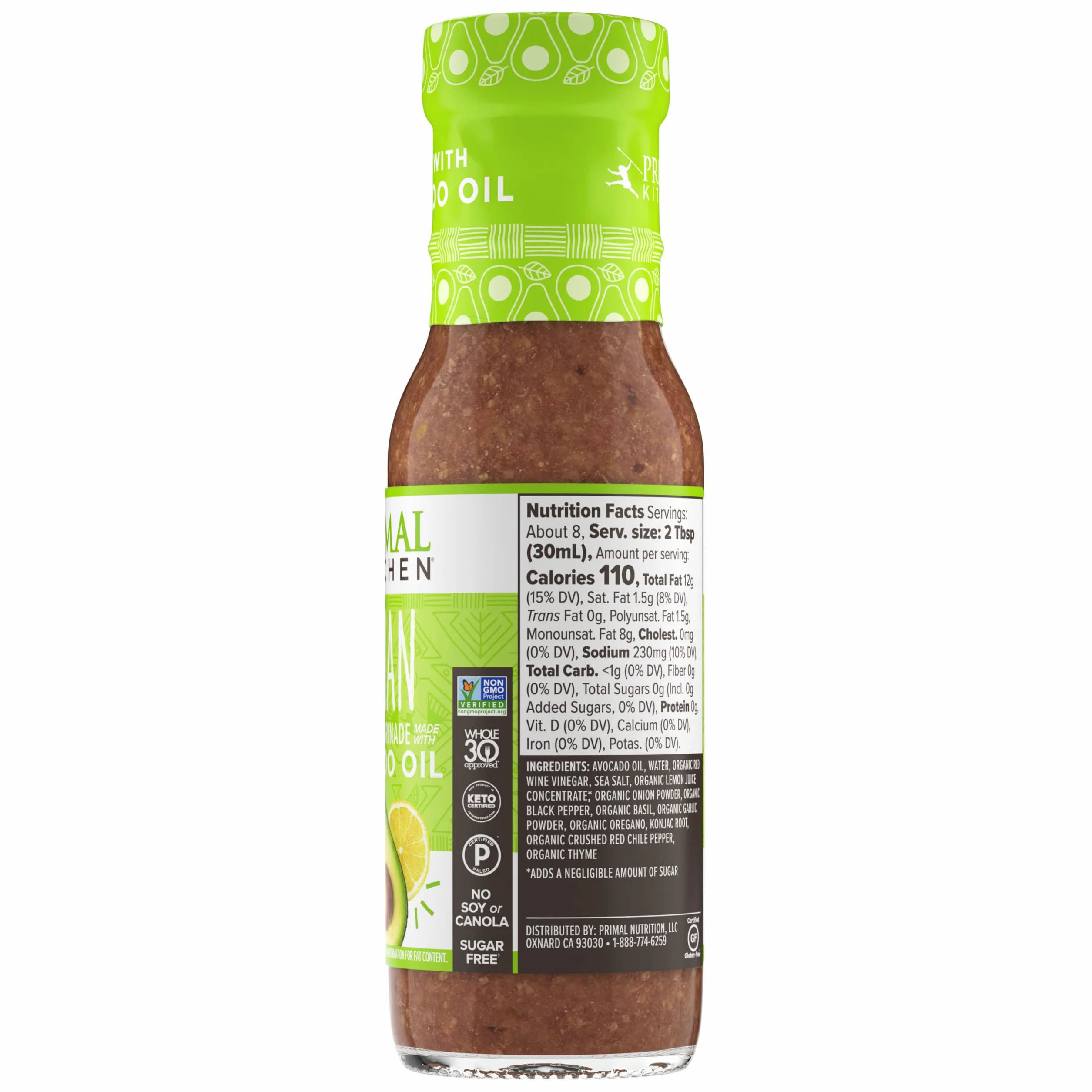 Primal Kitchen Vinagreta y Marinada de Aceite de Aguacate Sin Gluten Italiana 8 fl oz