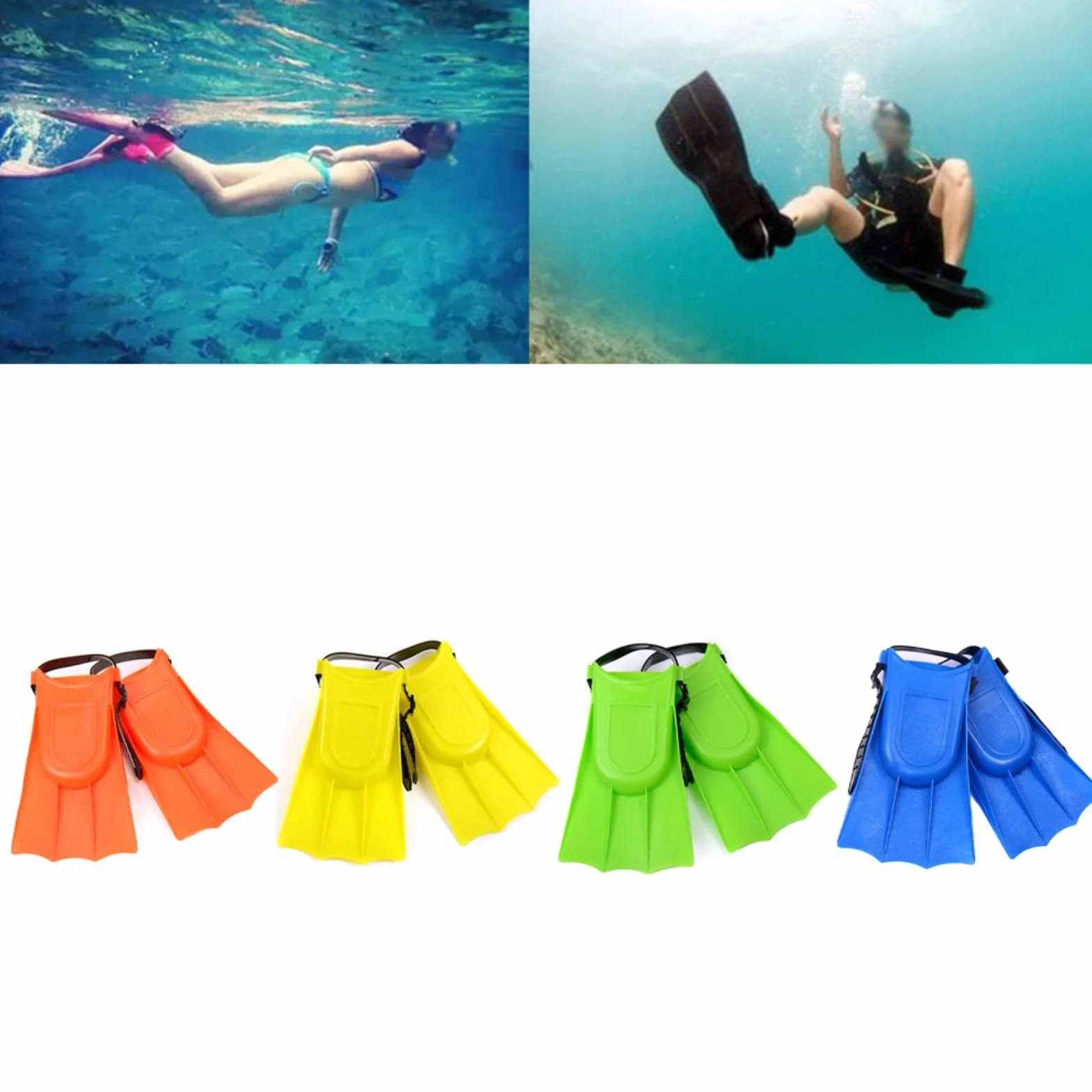 Aletas de natación ajustables para niños EVA PVC antideslizantes esnórquel buceo piscina 3-8 años azul
