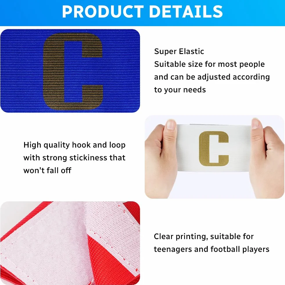 Flintronic Brazaletes de Capitán de Fútbol, Pulsera Elástica Unisex, Cierre de Velcro, Multicolor