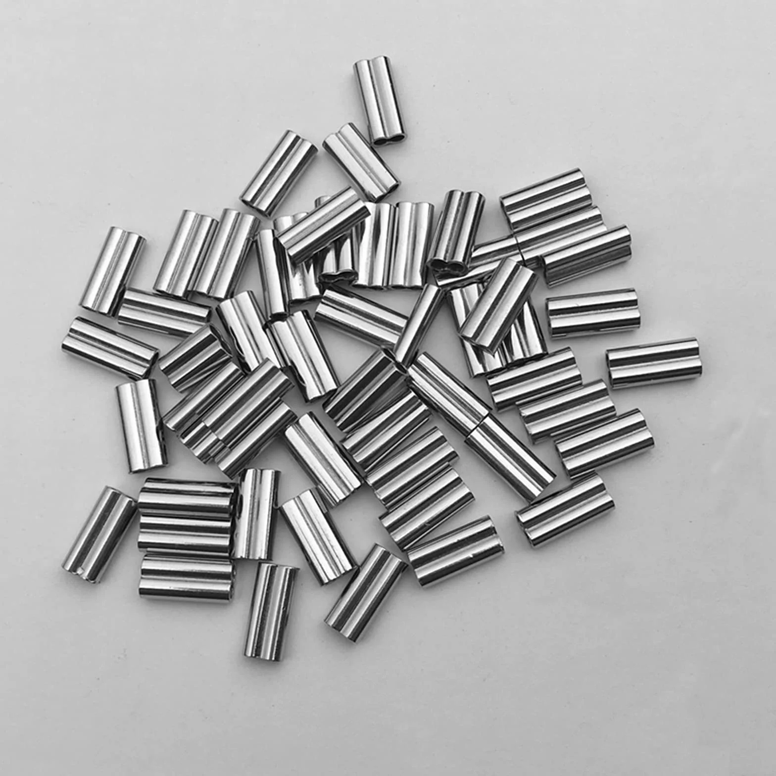 Conectores de Tubo Línea de Pesca, Manguitos de Crimpado Doble Barril, Cobre 1,2 mm y 0,8 mm, 200 Piezas