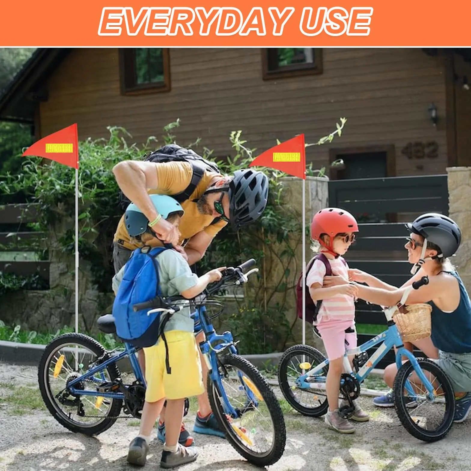 Bandera de Seguridad Altura Ajustable para Bicicleta Visibilidad en Carretera