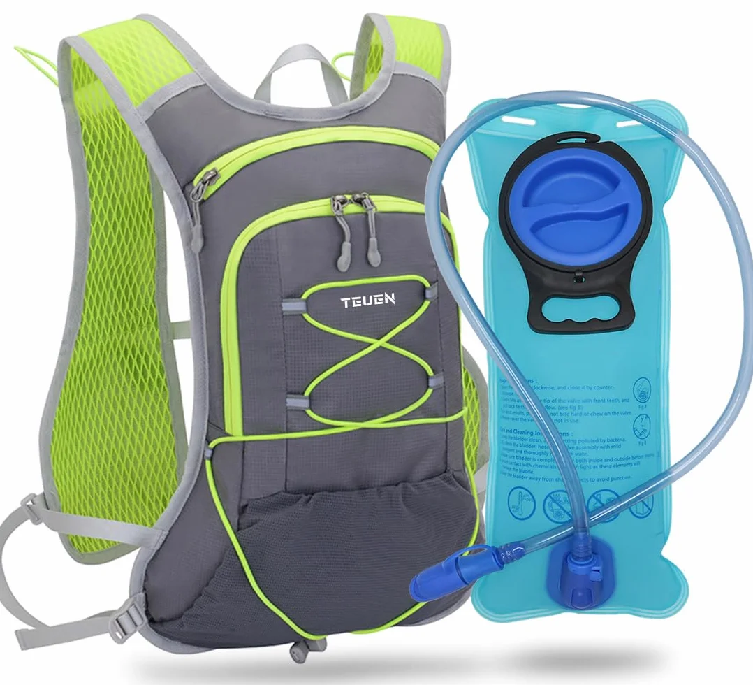TEUEN Mochila de Hidratación 2L Bolsa de Agua 6L Trail Running Ligera Senderismo Ciclismo Unisex