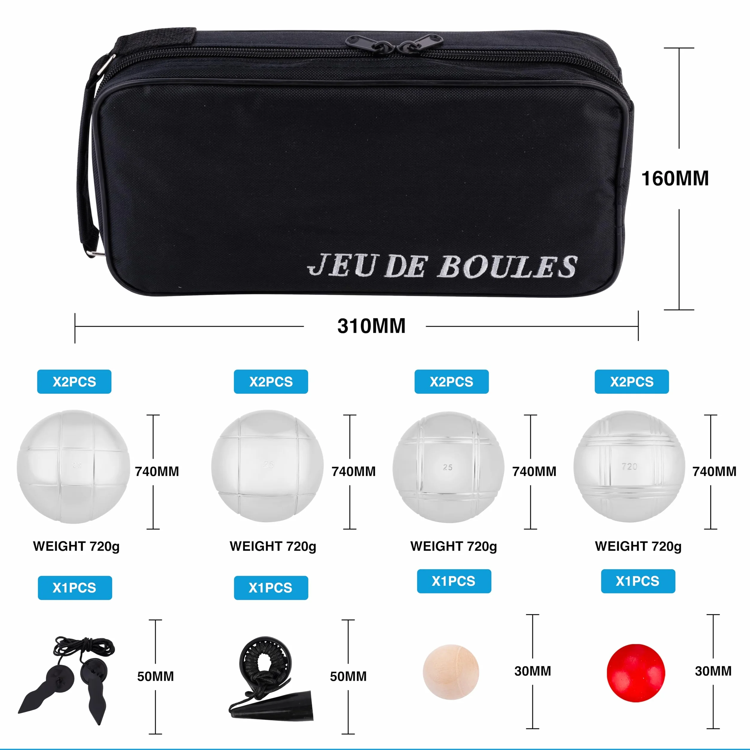Engelhart Sacoche de jeu de 8 Boules