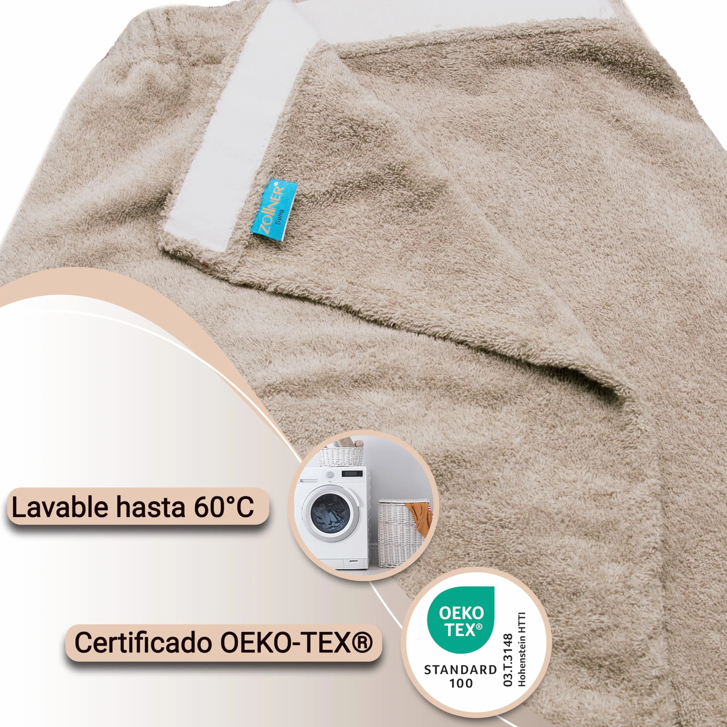 ZOLLNER Falda escocesa para sauna hombre algodón cintura elástica fermeture à scratch Oeko Tex®