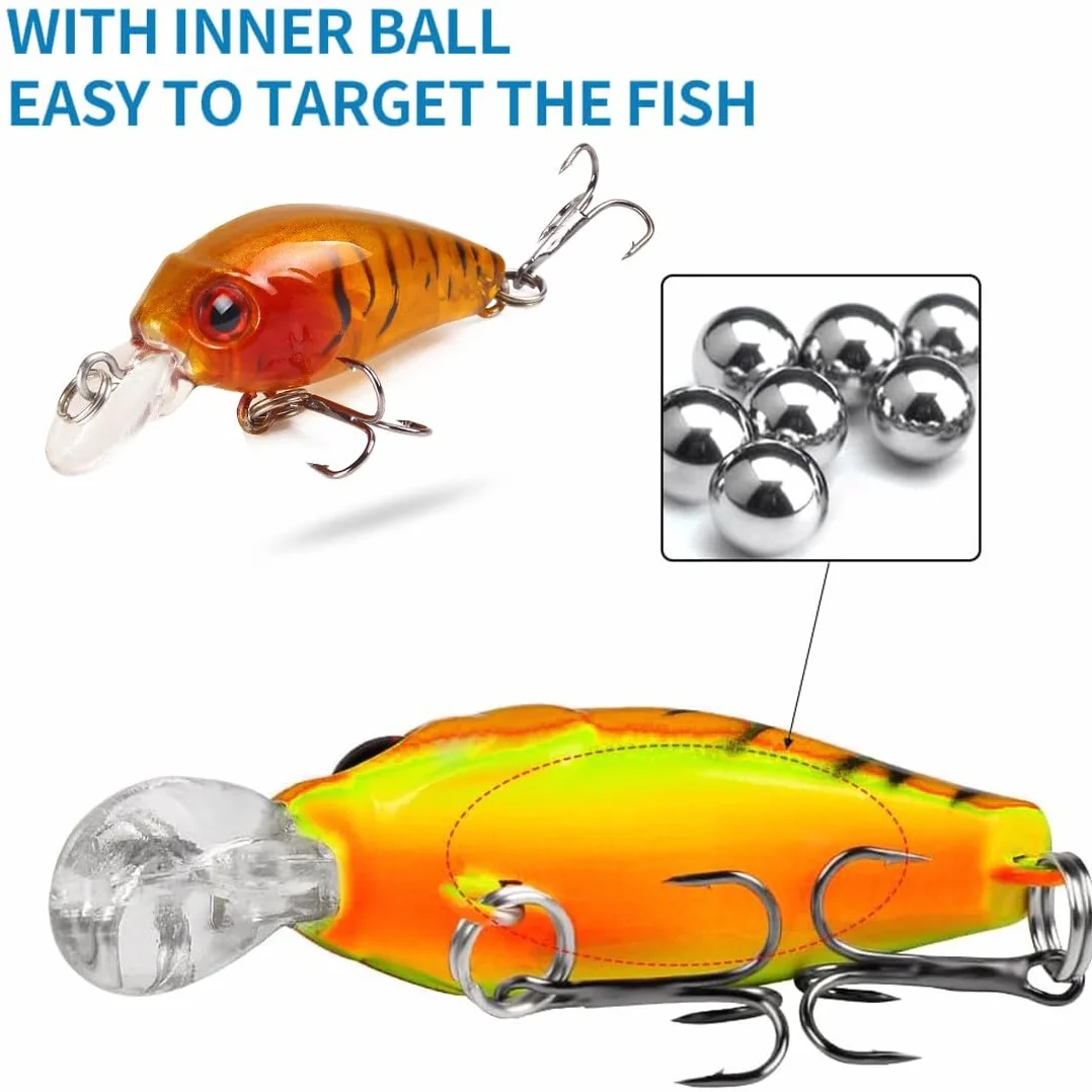 Juego de 8 Cebos Artificiales Flotantes 3D para Pesca Spinning en Agua Salada