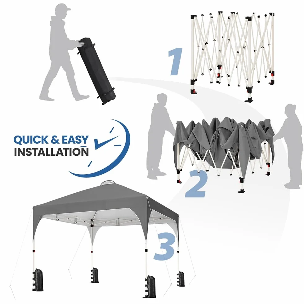 Yaheetech Carpa Plegable 3×3m 8-10 Personas Toldo Playa Bolsa Transporte Gris Oscuro