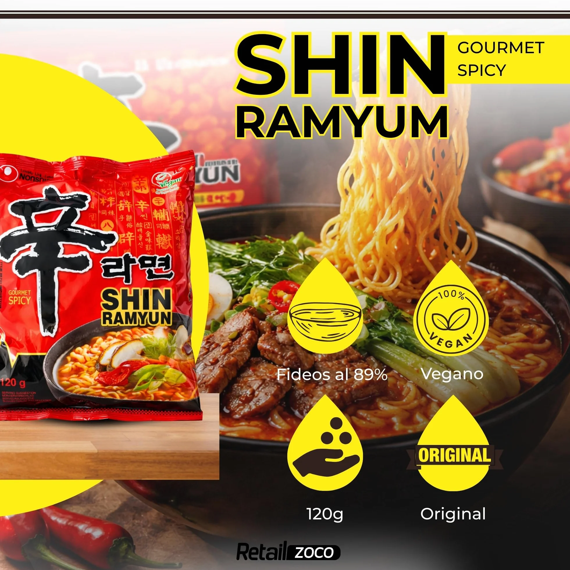 Nong Shim Shin Ramyun Ramen Picante Fideos Instantáneos Corea Original 20x120g
