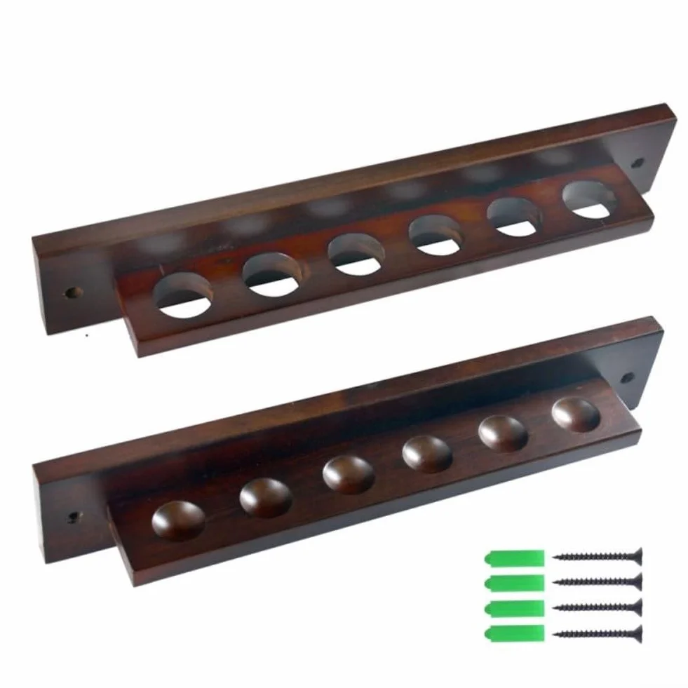 QOXEZY Soporte de madera para tacos de billar montado en la pared, rojo vino