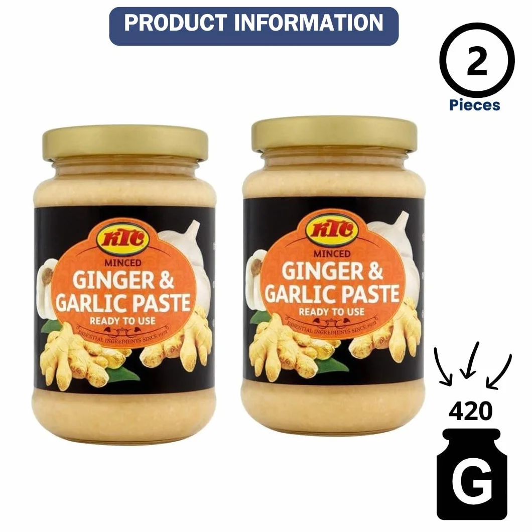 KTC Pasta de Jengibre y Ajo Pack de 2 x 210 g | Ginger & Garlic Paste | Cocina Asiática e Internacional | Ideal para Currys, Carnes y Salteados
