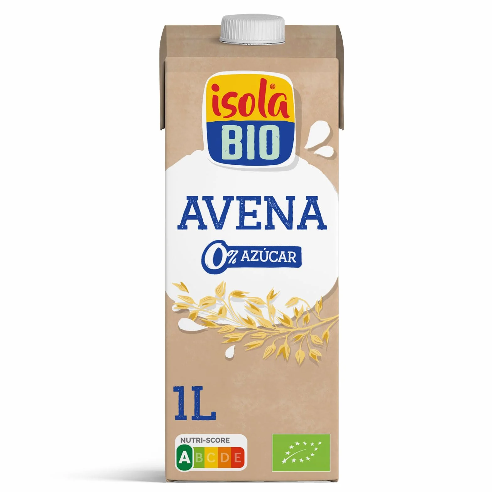 ISOLA BIO - Pack de 6 Unidades de 1 L de Bebida Ecológica Vegetal de Avena - Sin Azúcar Añadido, Lactosa ni Fructosa - Apto para Veganos - Ideal para Tomar en Smoothies o con Cereales