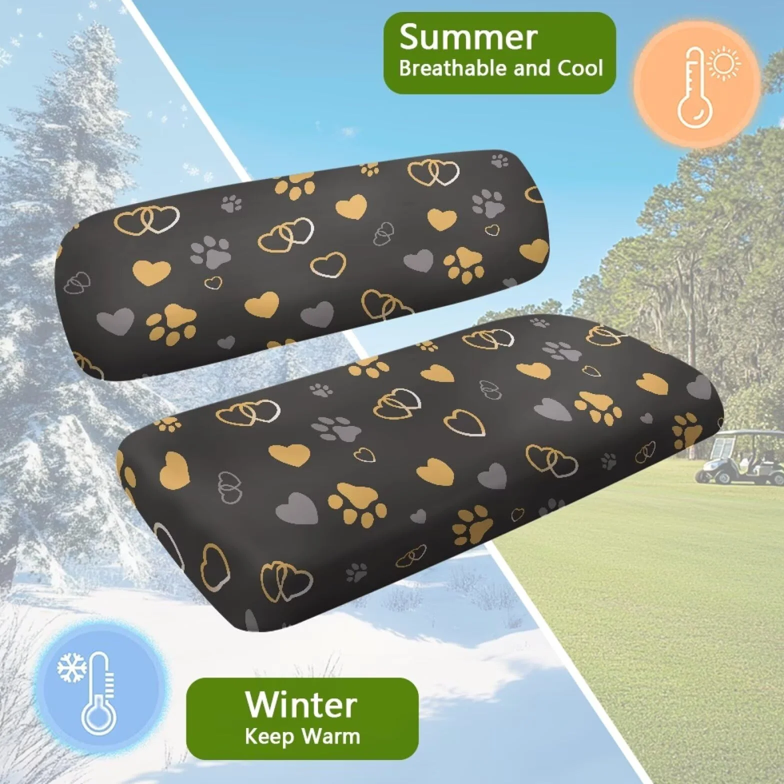 Fundas de repuesto para asiento de carrito de golf, negro, universal para EZGO TXT/RXV y Club Car Precedent, antideslizante