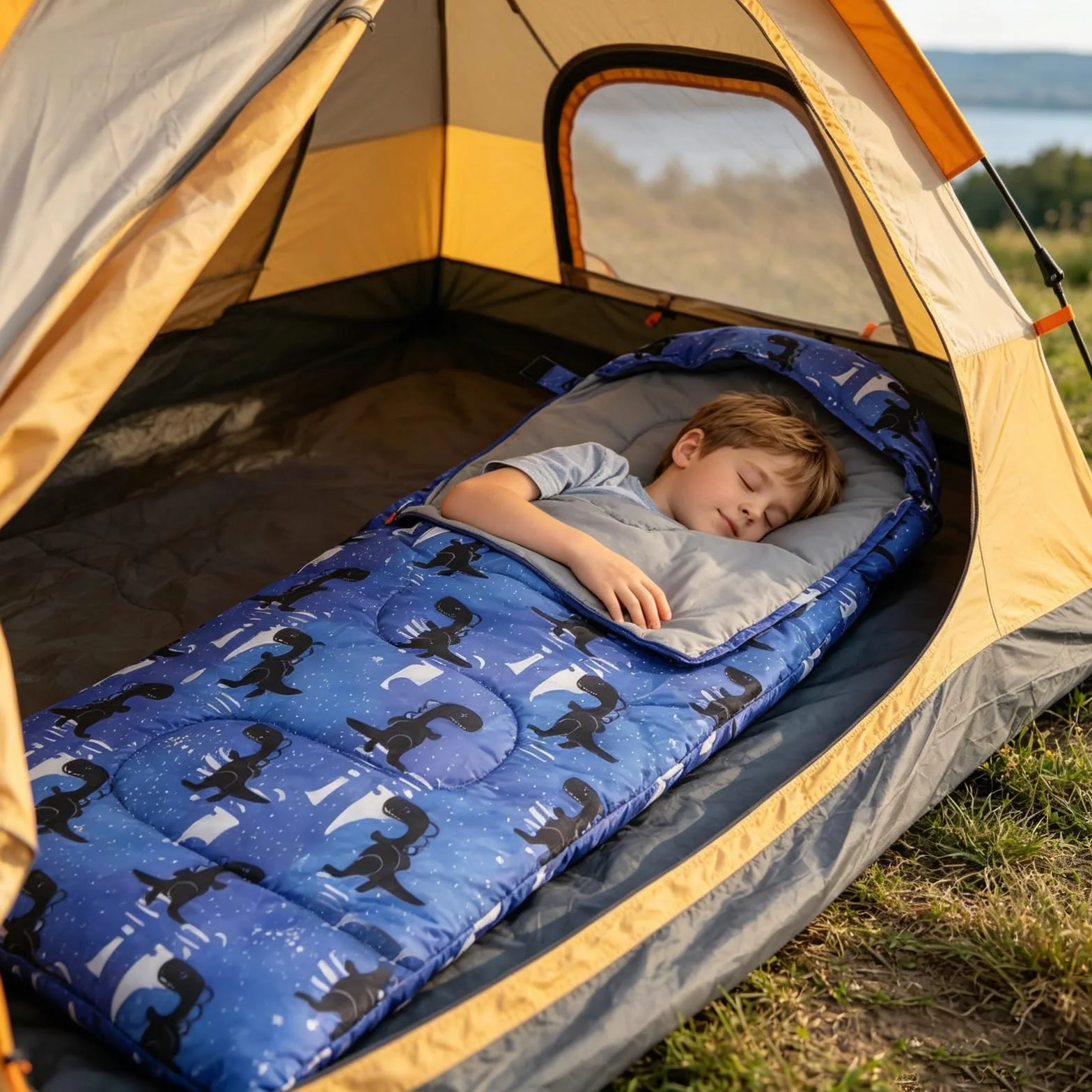 Sacos de dormir para niños, sacos de dormir de camping con bolsa de transporte, saco de dormir compacto para senderismo, mochileros, 3 estaciones, clima cálido y fresco, ligero, impermeable, viajes al