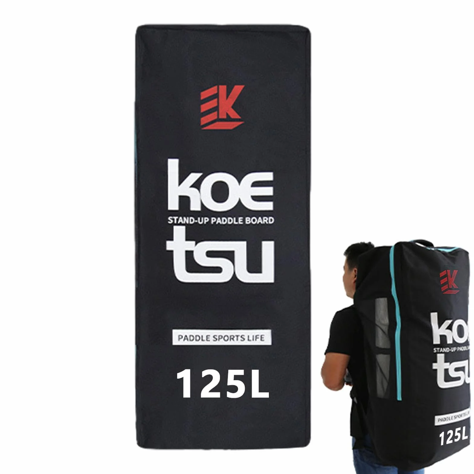 Bolsa De Remo Ajustable Portátil Mochila con Cremallera para Tabla De Paddle Surf Almacenamiento Inflable 125L Gran Capacidad