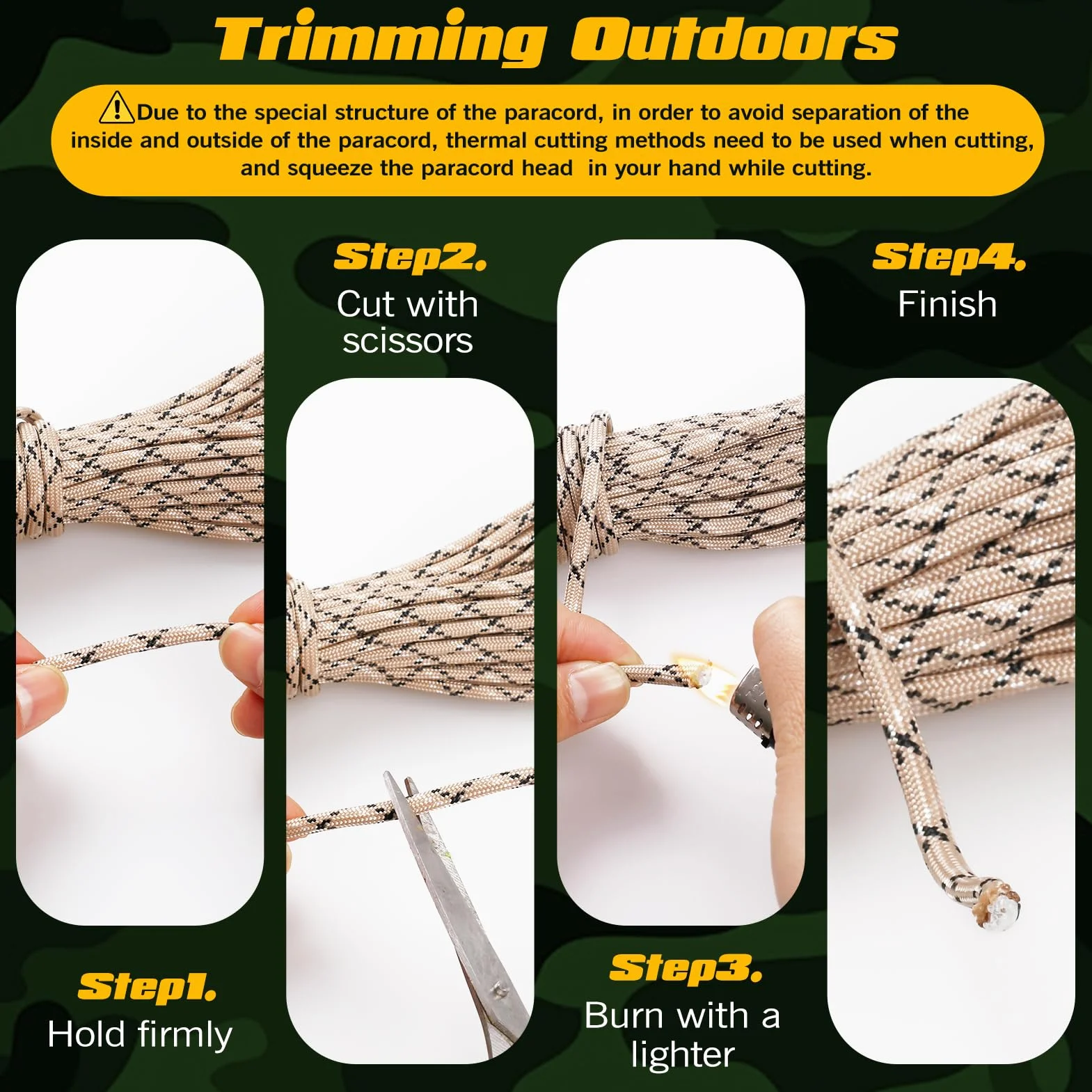 VABNEER Rollo Paracord 4mm 9 Hilos 48m 295 kg Cuerda Supervivencia