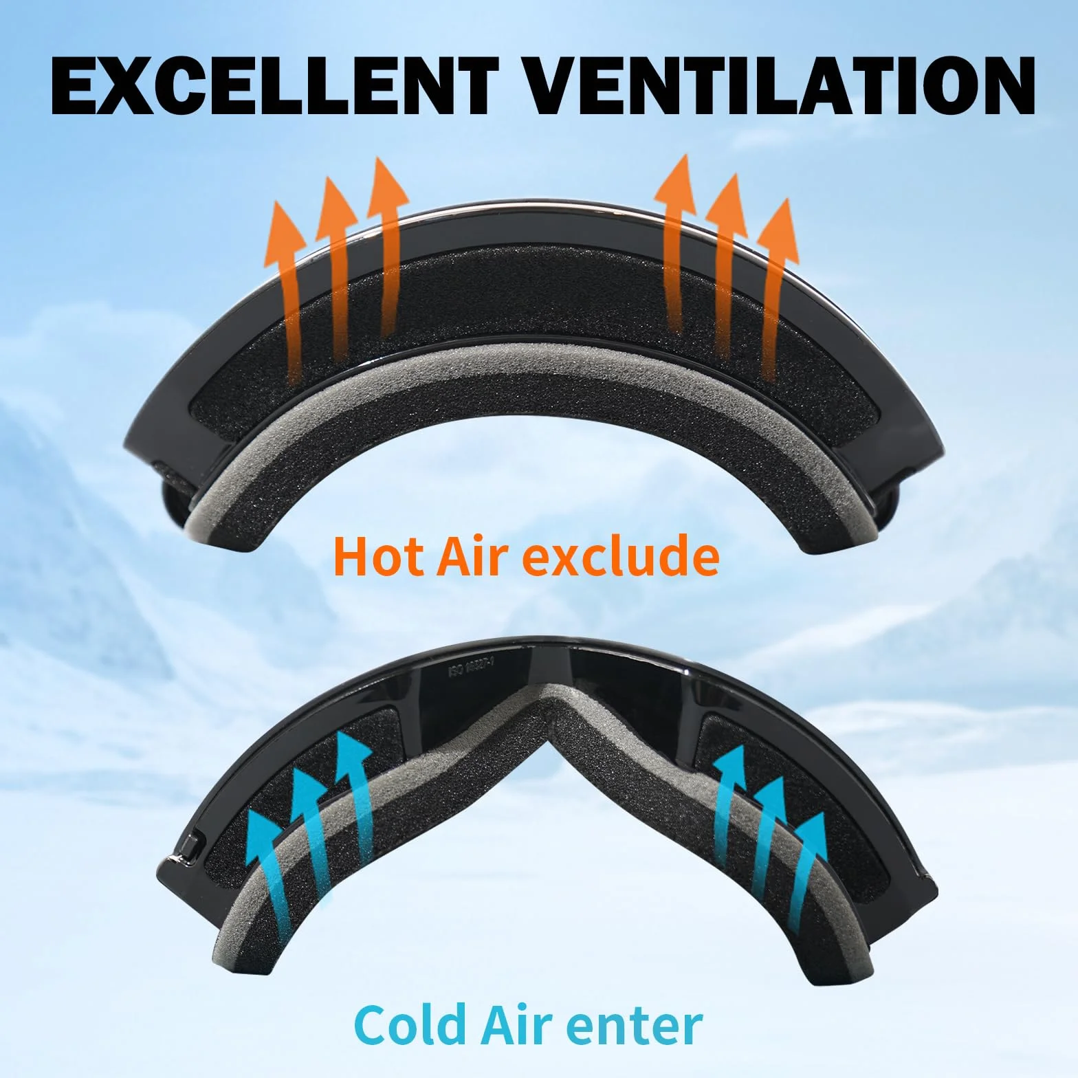 Gafas de Esquí YH227 OTG Ajustable Protección UV Anti-Niebla Snowboard Nieve Espejo