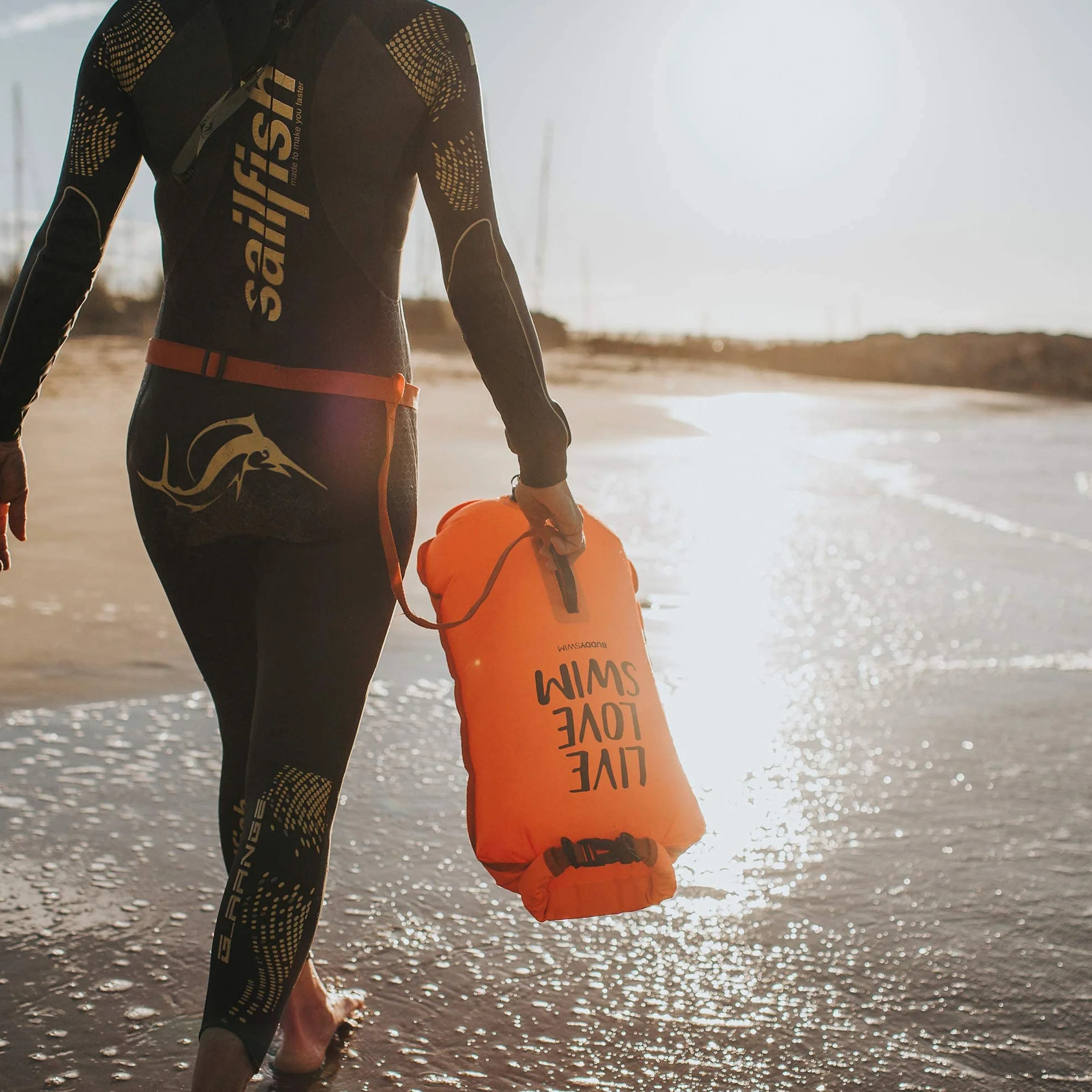 Boya Natación Aguas Abiertas 28 litros Gorro Silicona Set Seguridad Impermeable