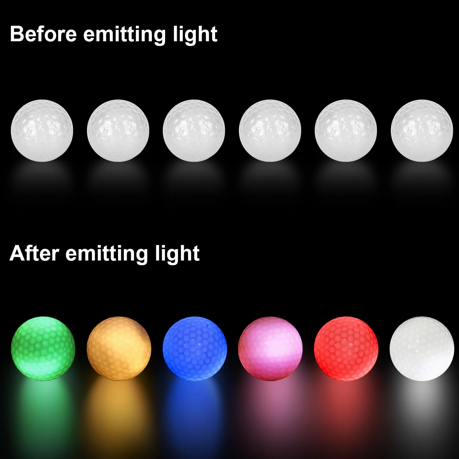 Pelotas de Golf LED Luminosas Light Up Flashing Glowing para Entrenamiento Nocturno 6 Colores