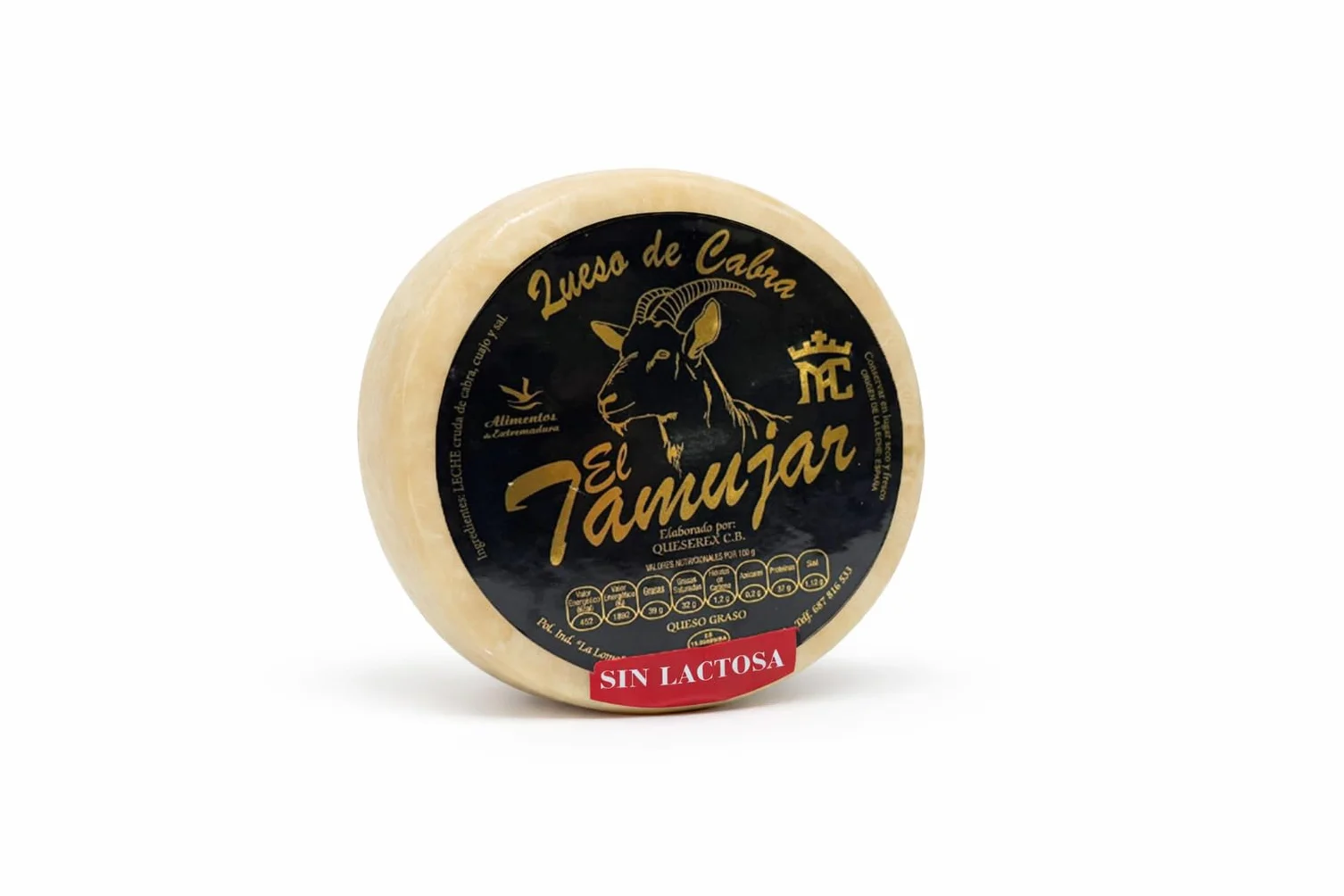 El Tamujar Queso de Cabra Artesano Extremeño 700 g Aprox. – Leche Cruda – Curado – Pasta Semiblanda – Sabor Intenso y Persistente – Sin Lactosa