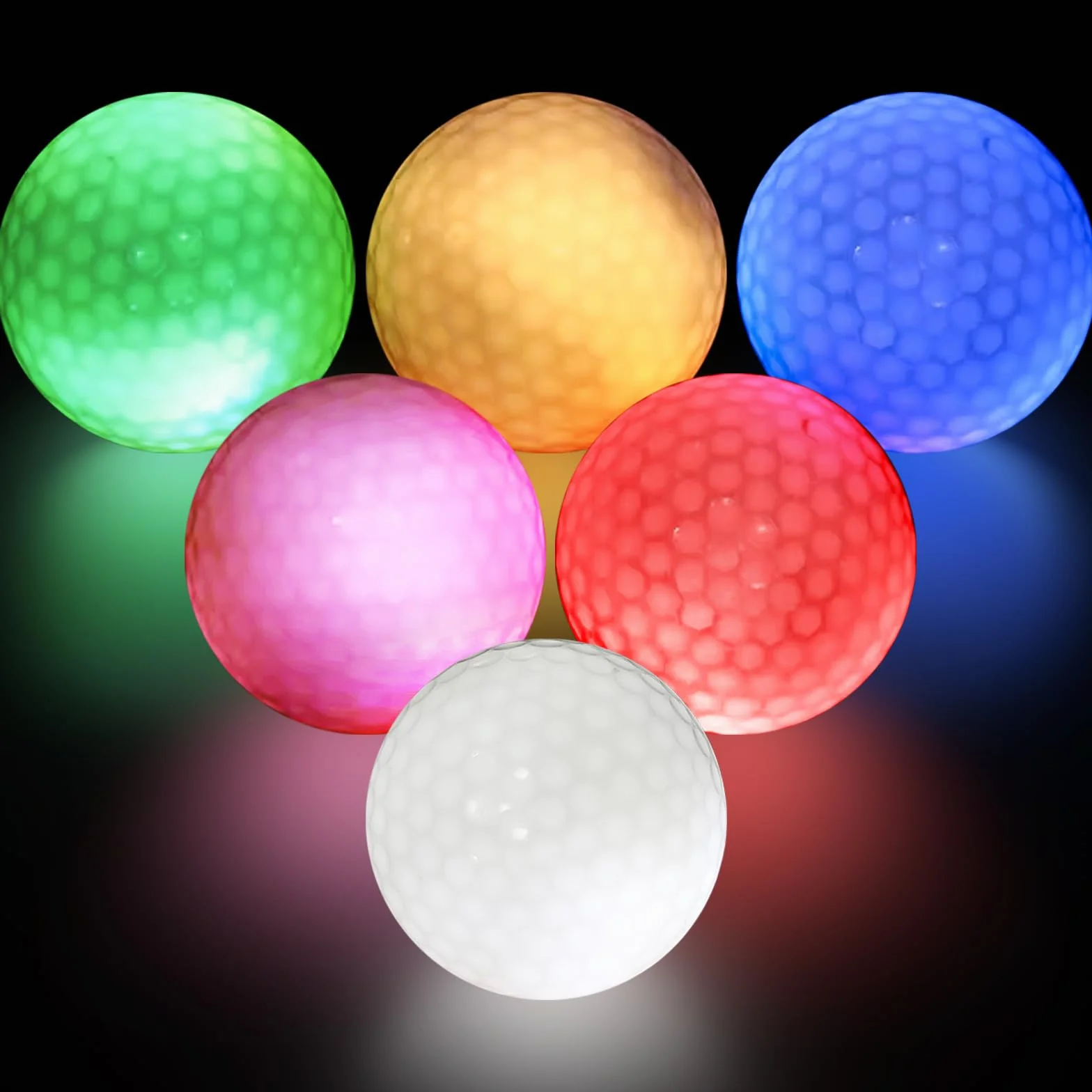 Pelotas de Golf LED Luminosas Light Up Flashing Glowing para Entrenamiento Nocturno 6 Colores