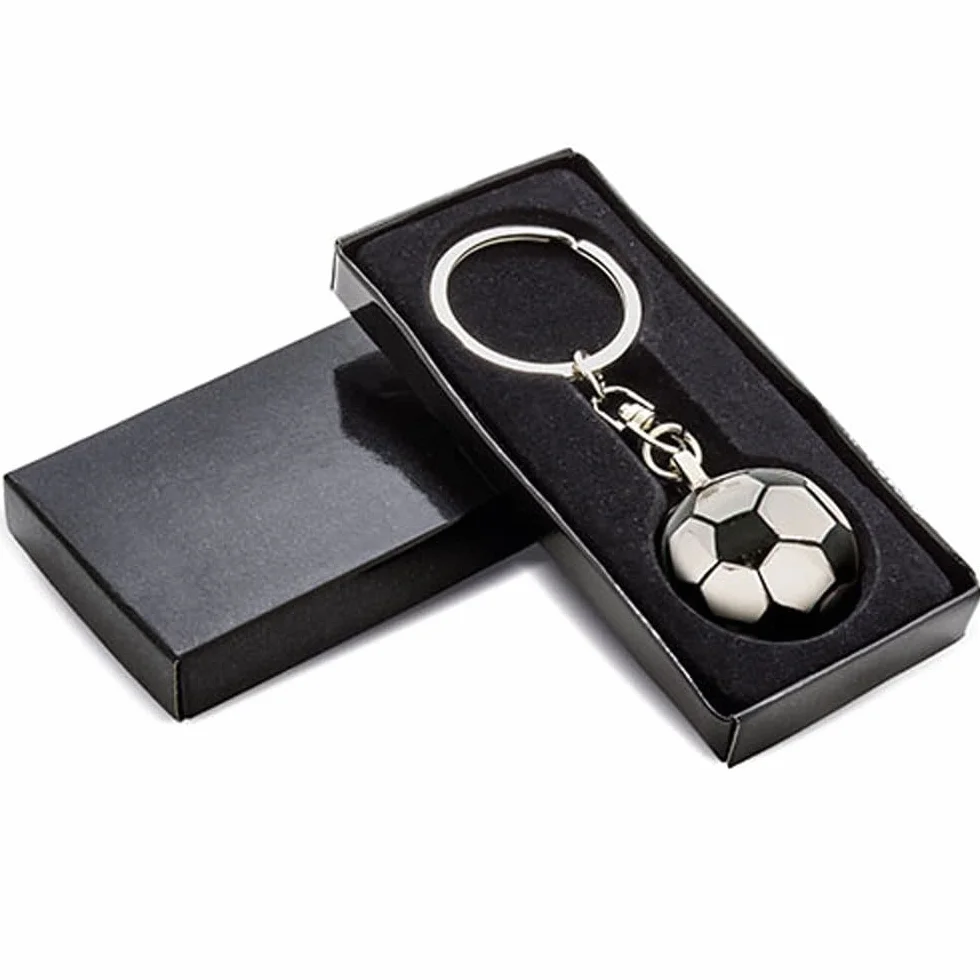 Llavero Personalizado Pelota de Futbol Baloncesto Golf Tenis Grabado Permanente Metal Caja Negra