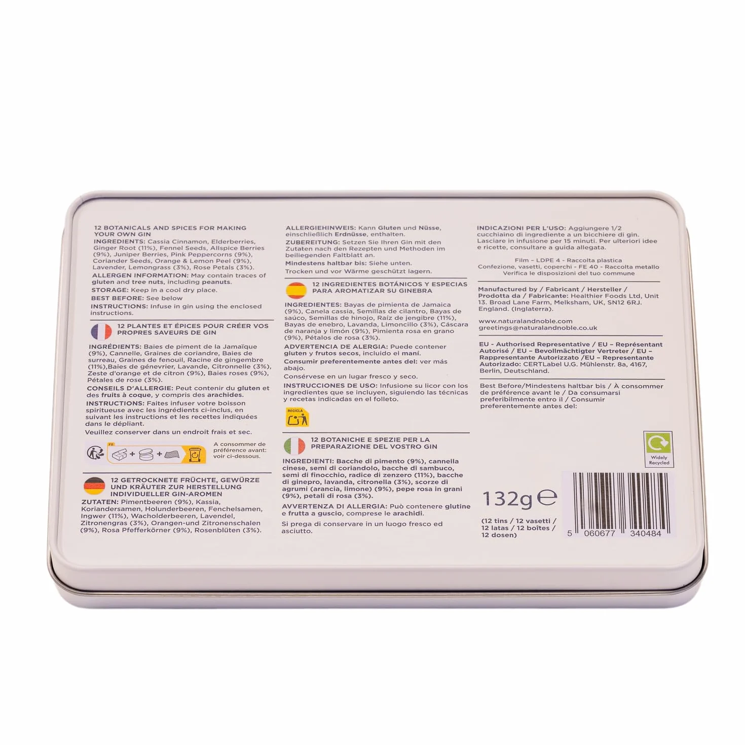Gin Botanicals Kit de regalo de infusiones para gin-tonic, juego de 12 ingredientes botánicos y especias para ginebra