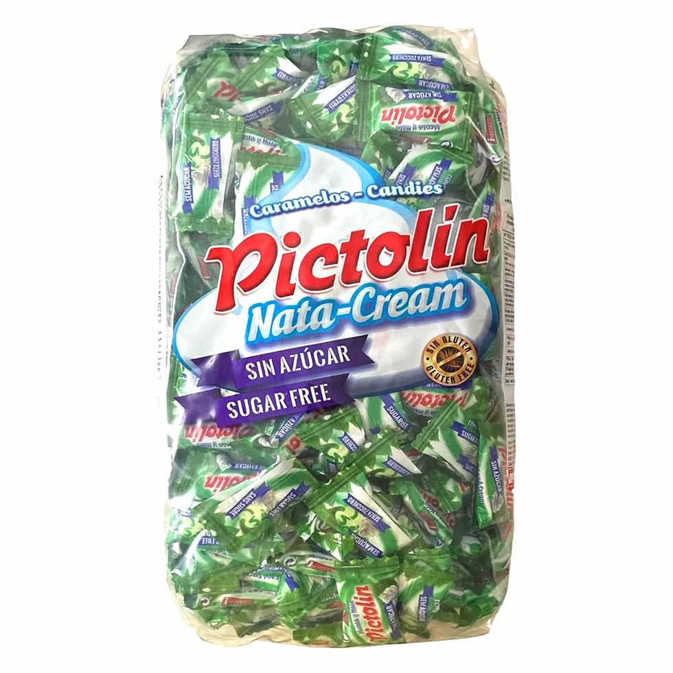 Pictolín Menta y nata sin azúcar - Caramelos de nata sin azucares con edulcorantes sabor menta - Bolsa de 1 kg