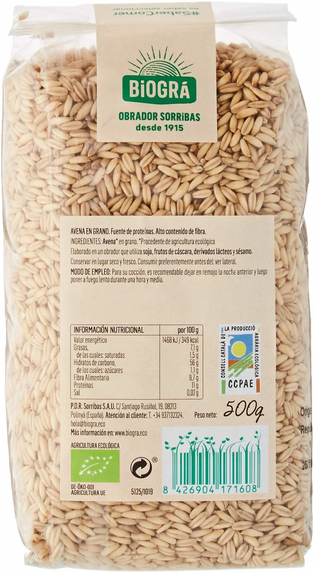 Biográ Avena En Grano 500G Biogra Bio Biográ 100 g