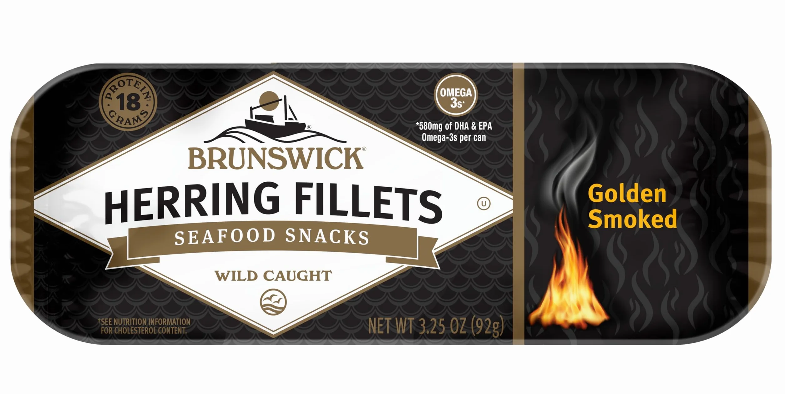 Filetes de arenque ahumado dorado, lata 3.25 oz, proteína 0.76 oz por porción, sin gluten, cetogénico
