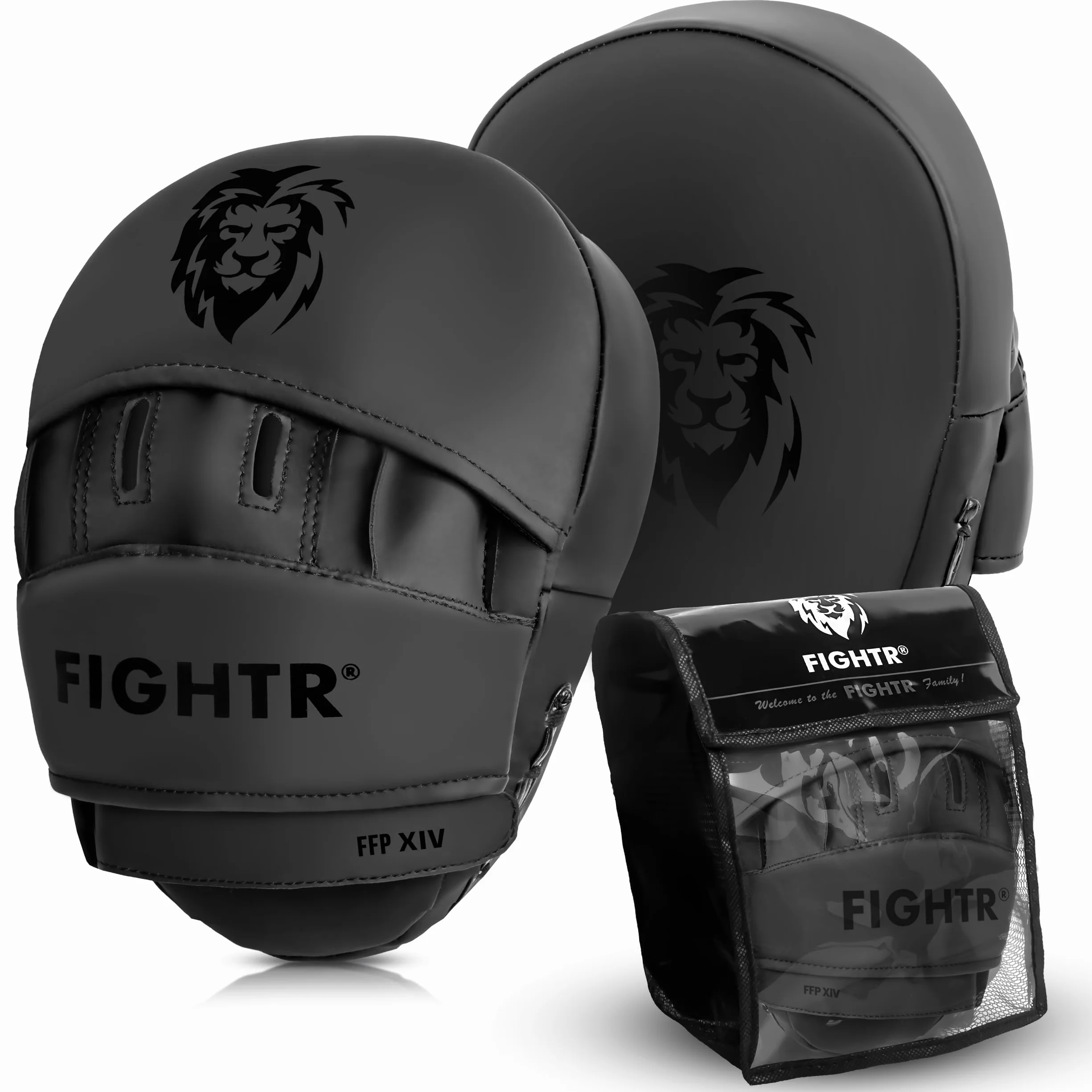 FIGHTR® Manoplas de Boxeo para Artes Marciales, Blanco y Negro, Incluye Bolsa de Transporte
