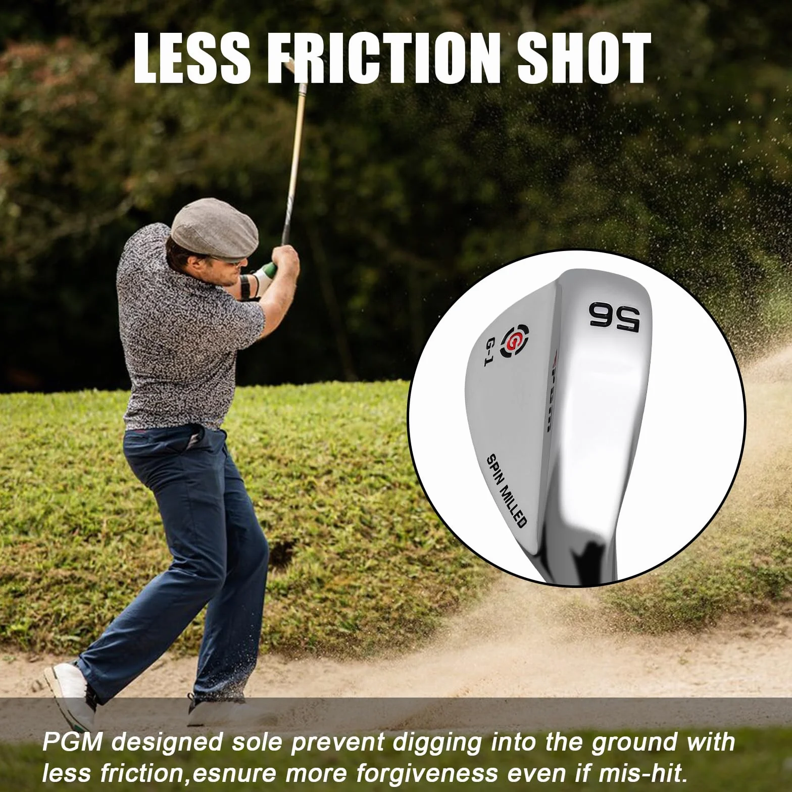 PGM Juego de Cuñas de Golf 50-64 Grados Cuña de Arena Lob Wedge Mano Derecha Superficie Fresada