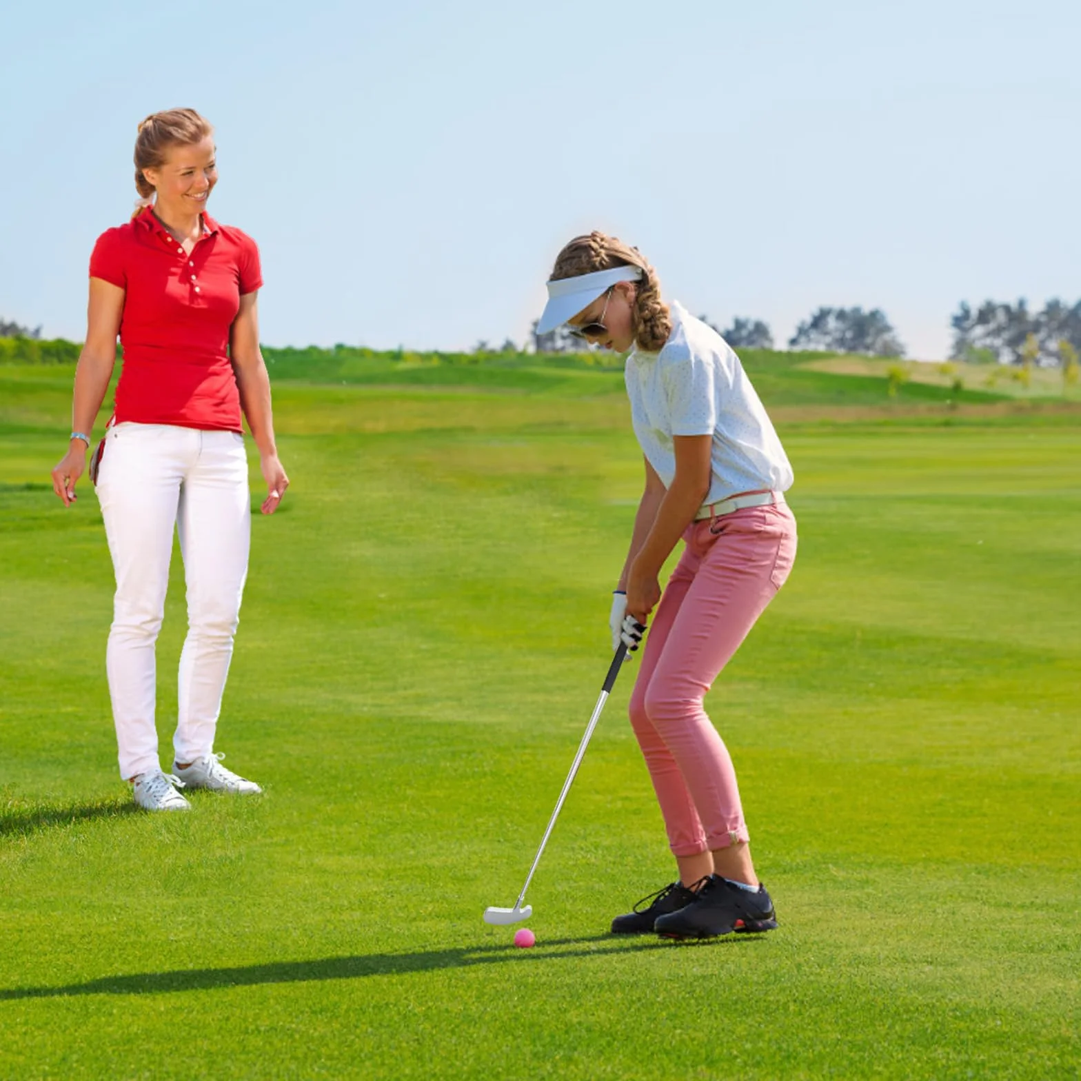 Putter de golf bidireccional para jóvenes principiantes 33 pulgadas con 2 pelotas de golf
