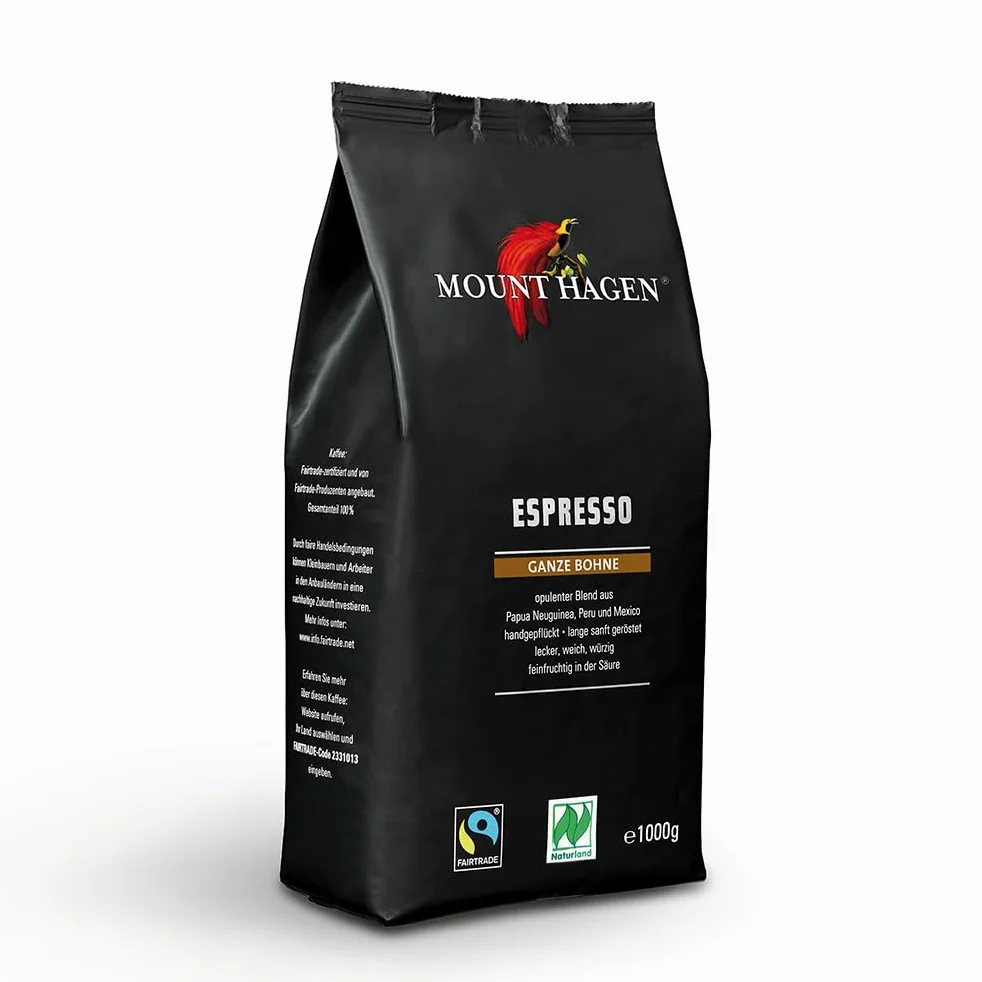 Mount Hagen, Dark roast, Bio FT Naturland Espresso, 1 kg de frijol entero